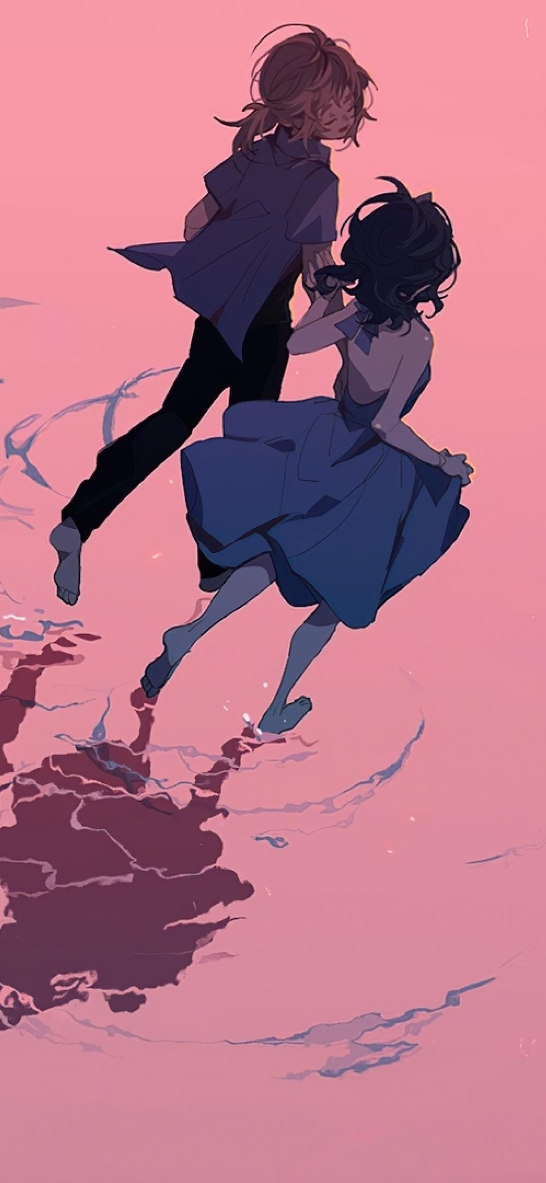 1125x2436 Anime Friends Running iPhone XS, iPhone iPhone X Wallpaper, HD Anime 4K Wallpaper, Image, Photo and Background