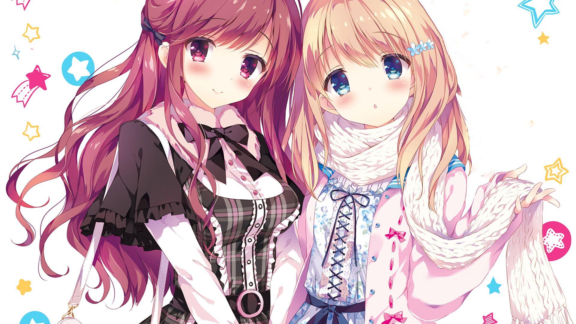 1920x1080 Desktop Wallpaper Cute, Long Hair, Anime Girls, Friends, HD Image, Picture, Background, 65e492