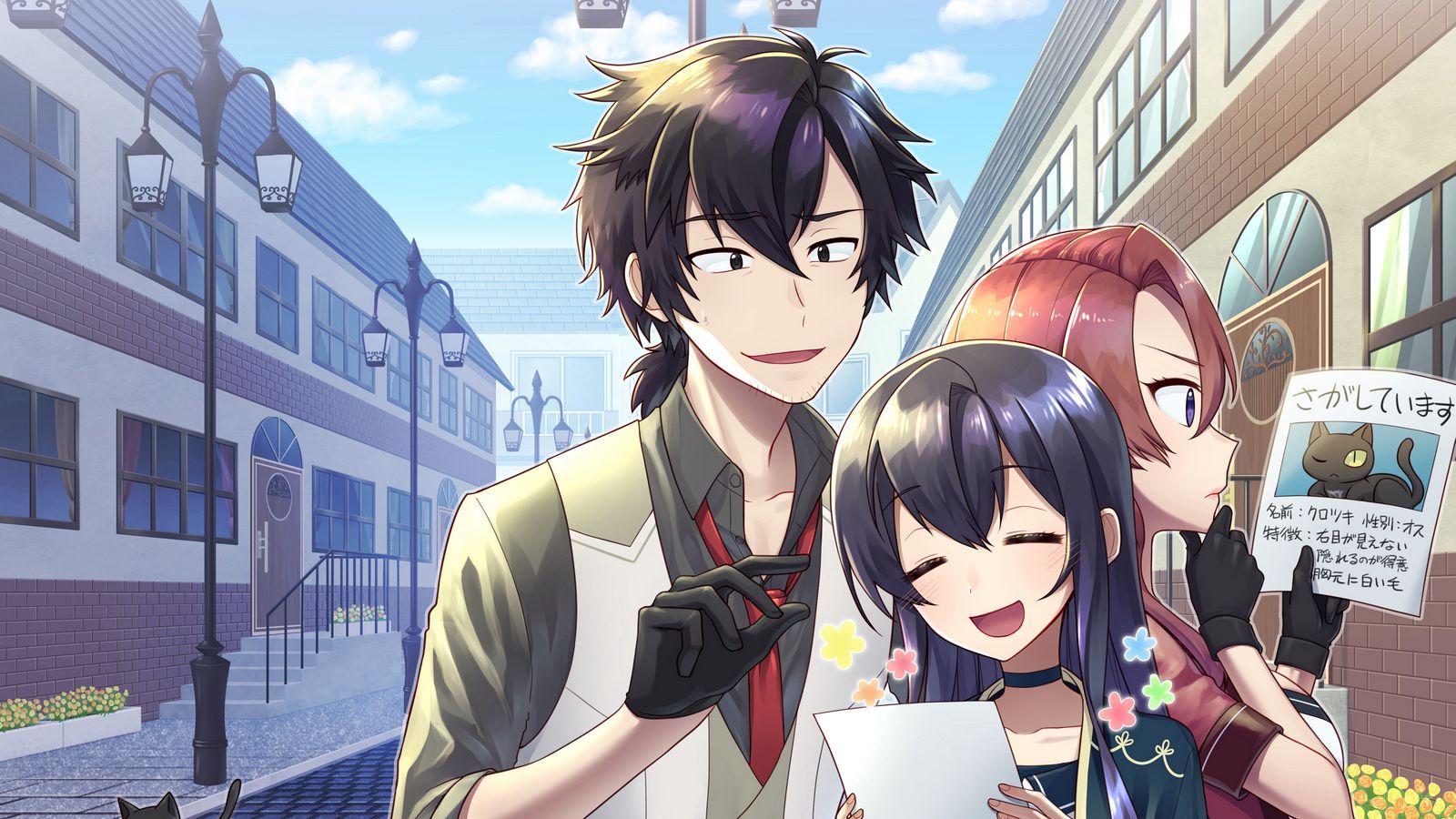 1600x900 Download wallpaper 1600x900 friends, smile, anime, art widescreen 16:9 HD background