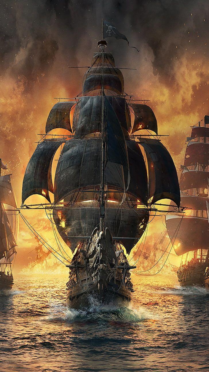 728x1294 HD wallpaper: brown boat painting