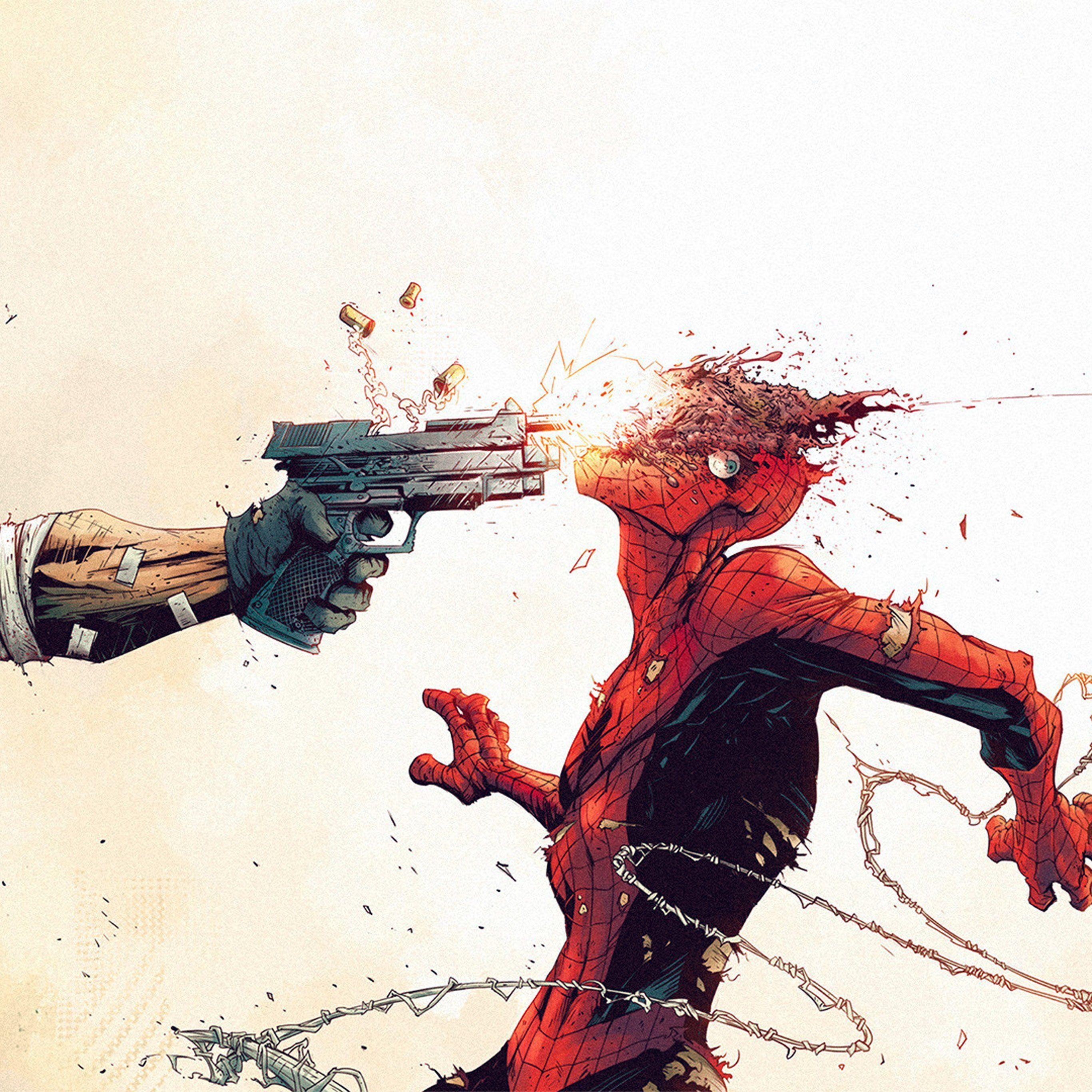 2732x2732 Punisher Spiderman Tonton Revolver Illustration Art Gun Wallpaper