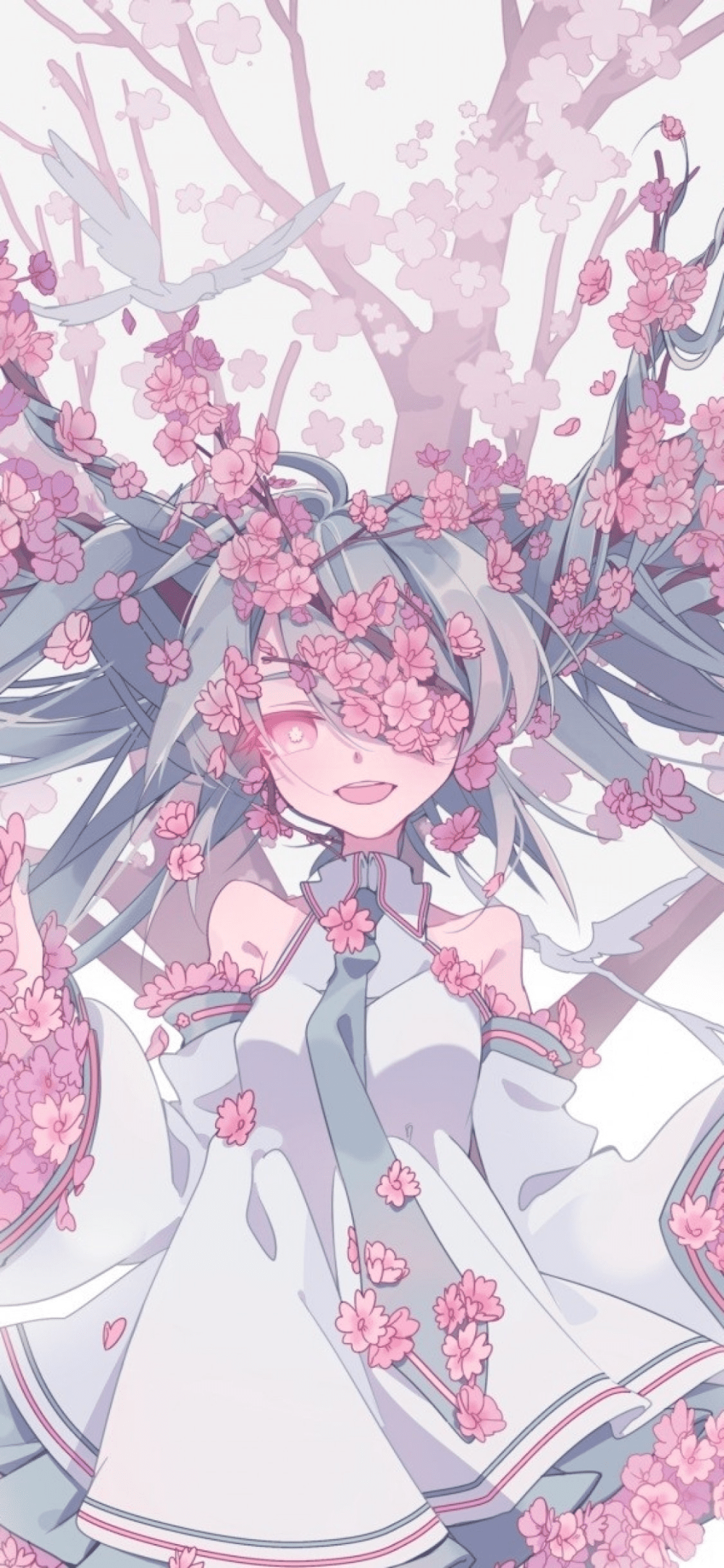 1000x2165 Download 1125x2436 Hatsune Miku, Sakura Blossom, Vocaloid, Pretty, Long Hair Wallpaper for iPhone 11 Pro & X. Hatsune miku, Hatsune, Vocaloid