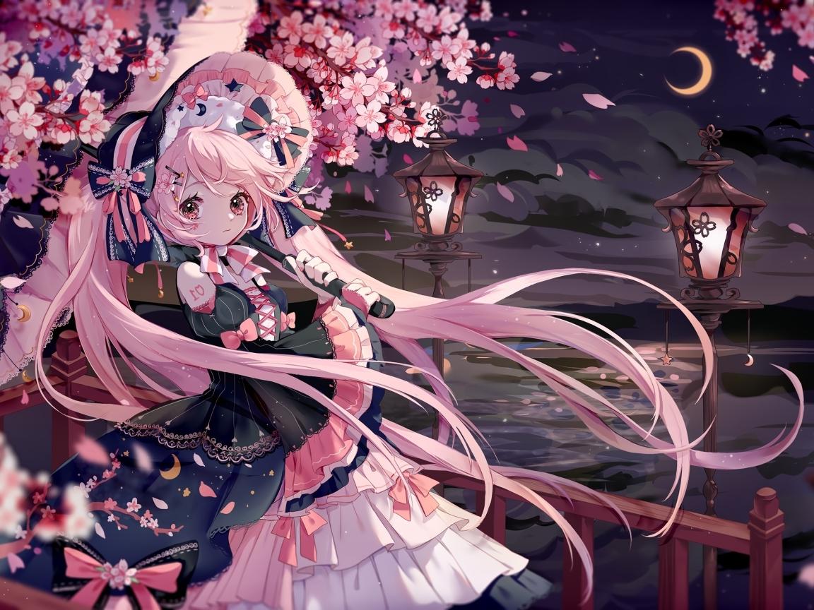 1152x864 Wallpaper Cherry Blossom, Hatsune Miku, Sakura Miku, Gothic, Pink Hair, Vocaloid, Lolita:2667x1600