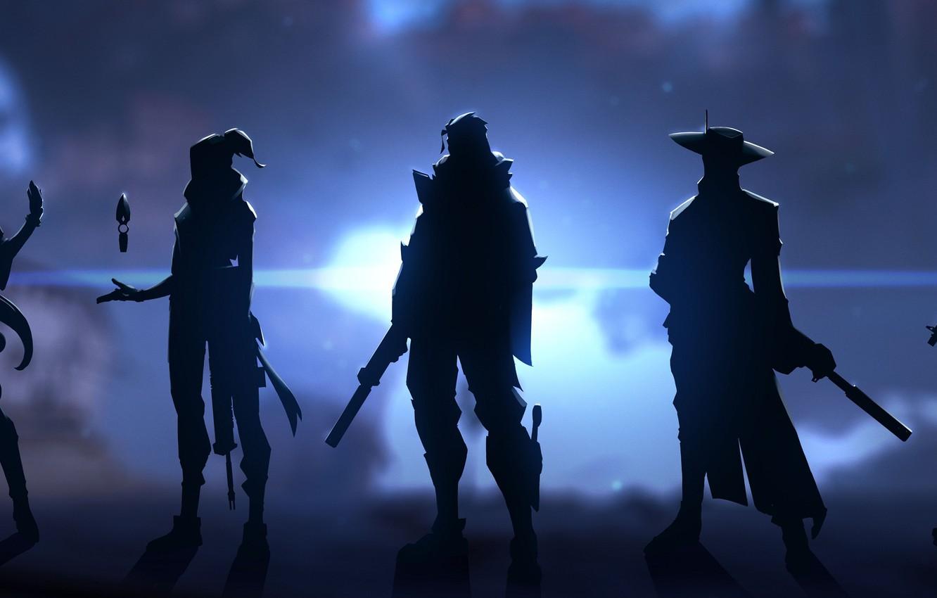 1332x850 Wallpaper light, background, silhouettes, characters, Valorant image for desktop, section игры