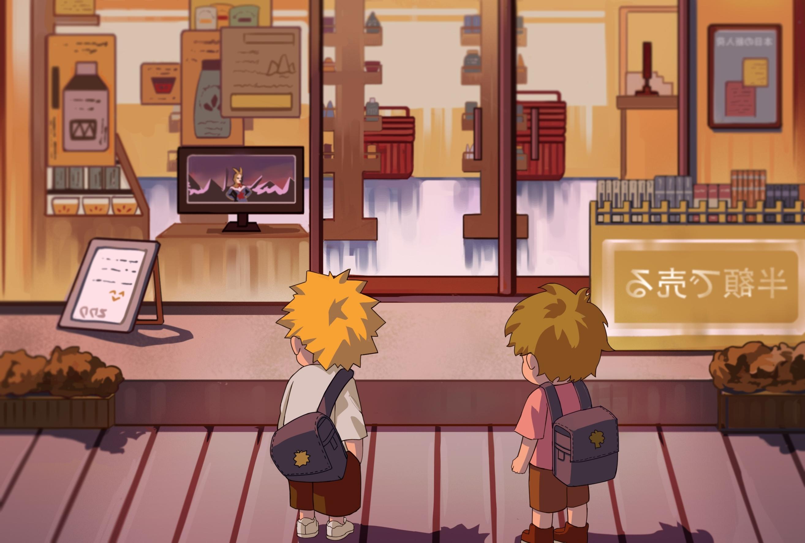 2628x1773 Wallpaper Bakugou Katsuki, Midoriya Izuku, Kid Version, Boku No Hero Academia:2628x1773