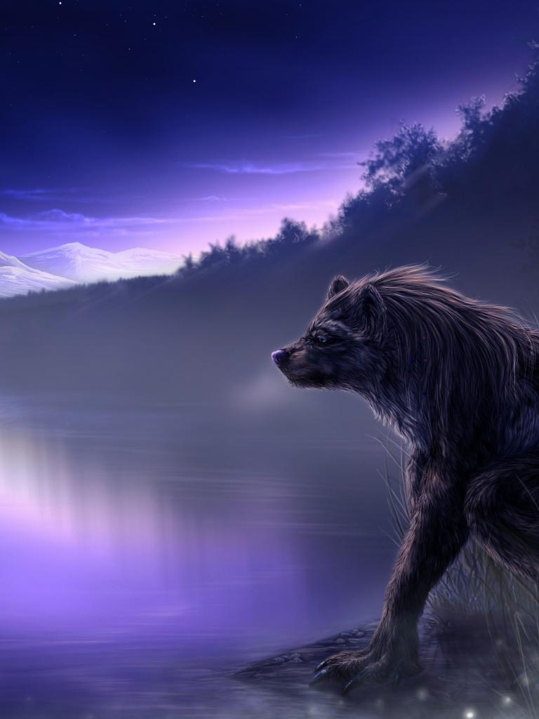 768x1024 Free download fantasy art wolf wolves landscapes nature lakes art wallpaper [2560x1600] for your Desktop, Mobile & Tablet. Explore Wolf Art Wallpaper. Cool Wolf Wallpaper, Cool Black Wolf Wallpaper