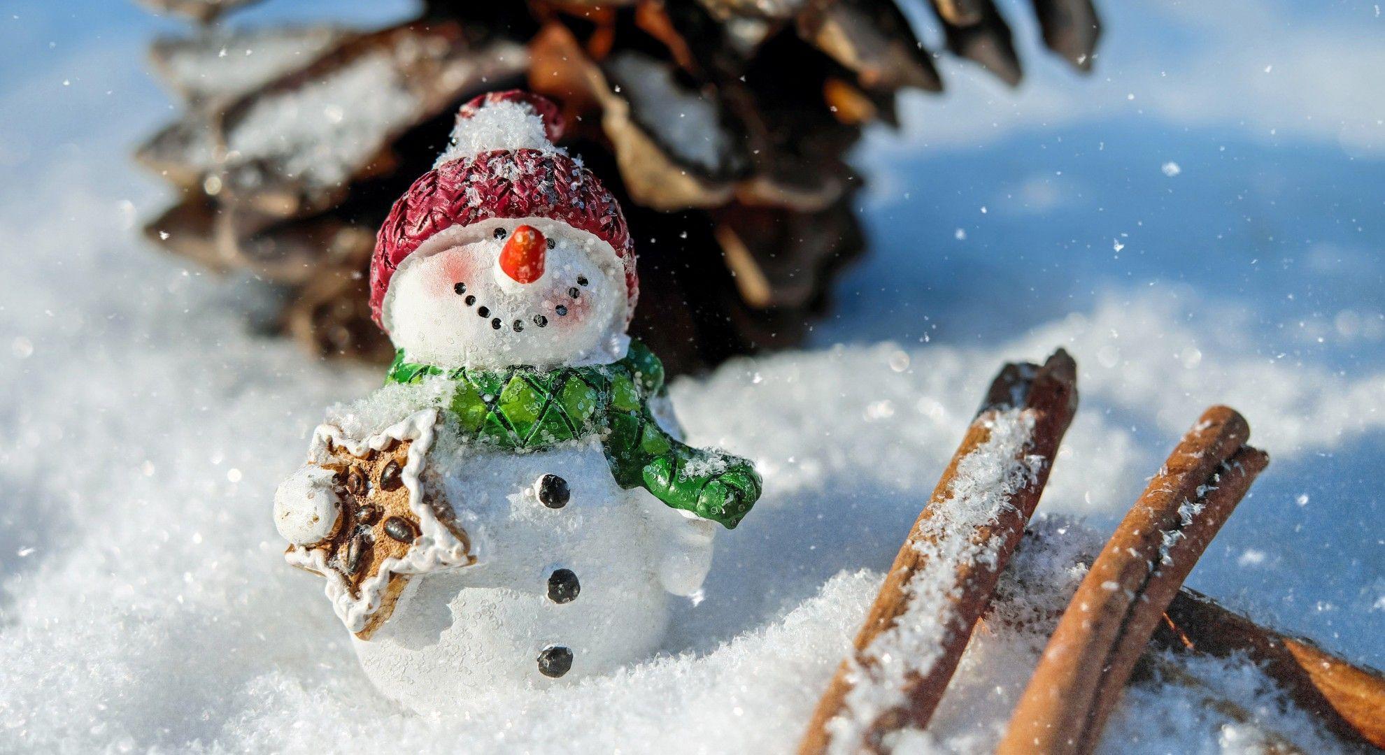 1980x1080 Download 1980x1080 Snowman, Christmas, Cookie, Pine Cone Wallpaper