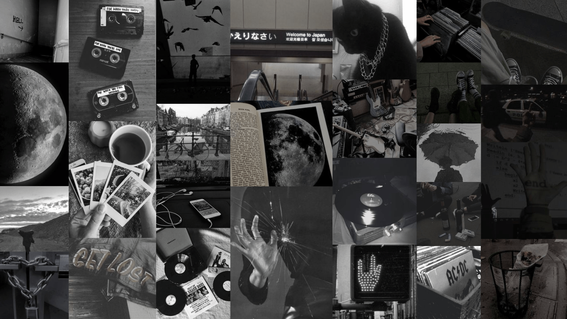 1920x1080 dark gray aesthetic desktop wallpaper collage HD laptop computer. Aesthetic desktop wallpaper, Wallpaper, Desktop wallpaper