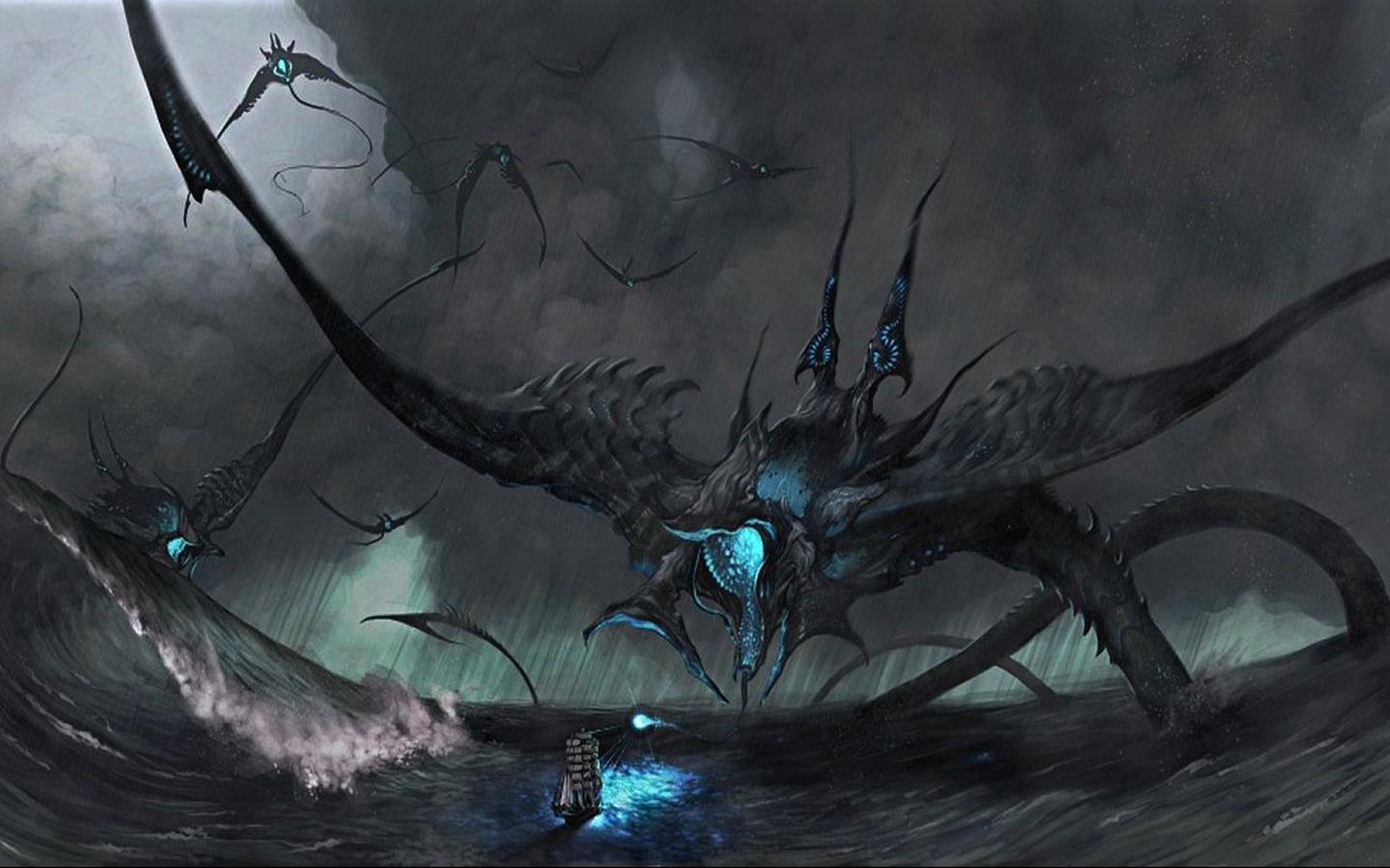1440x900 fantasy Art, Creature, Sea Monsters Wallpaper HD / Desktop and Mobile Background