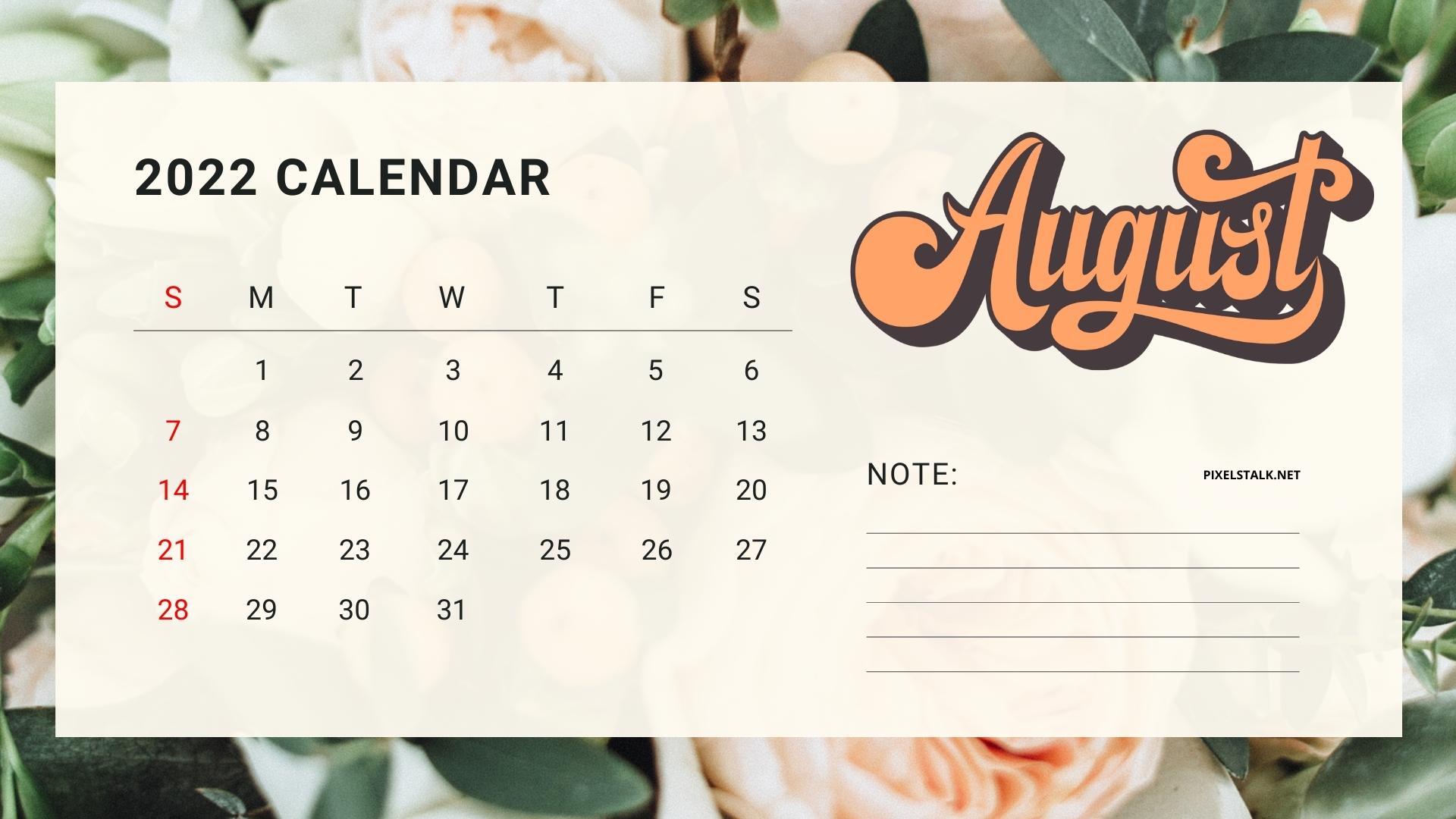 August Calendar Wallpaper  sonrisastudiocom