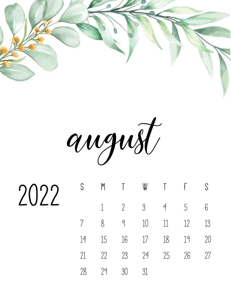 791x1024 Free Printable August 2022 Calendars