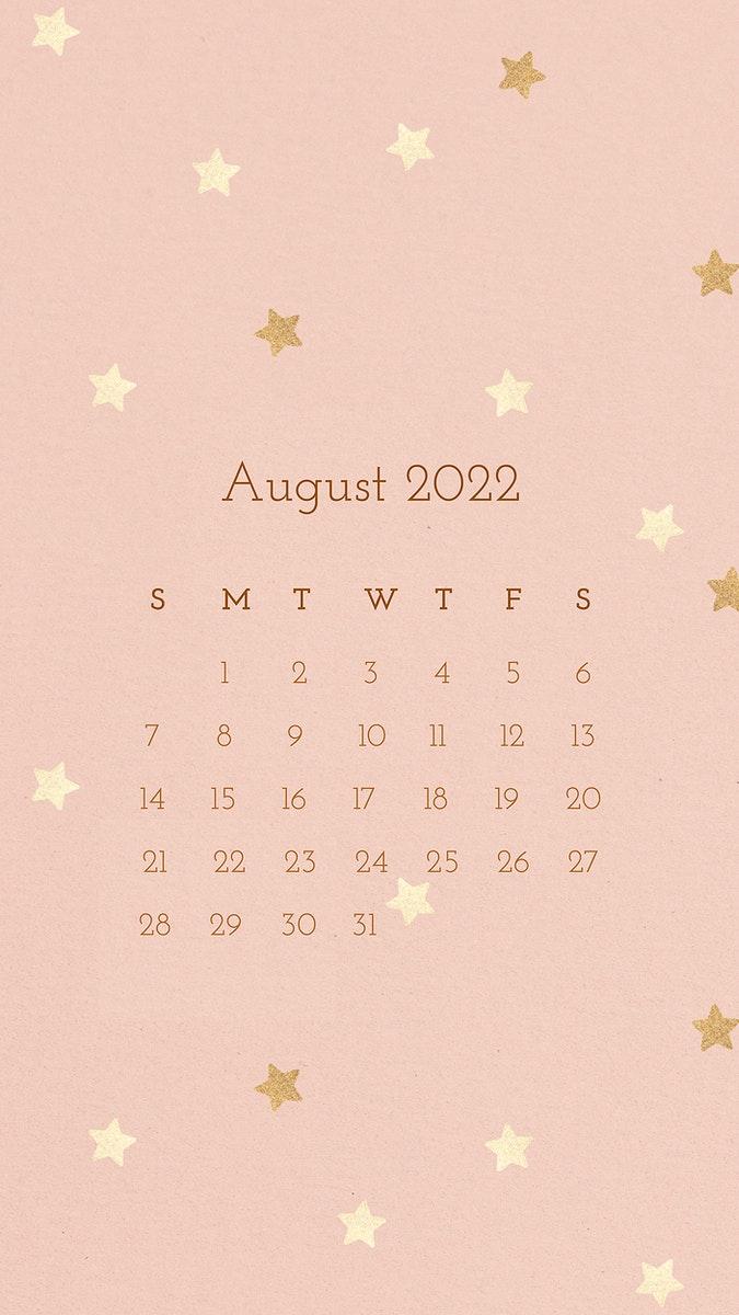 675x1200 Feminine 2022 August calendar template,. Free Vector Template
