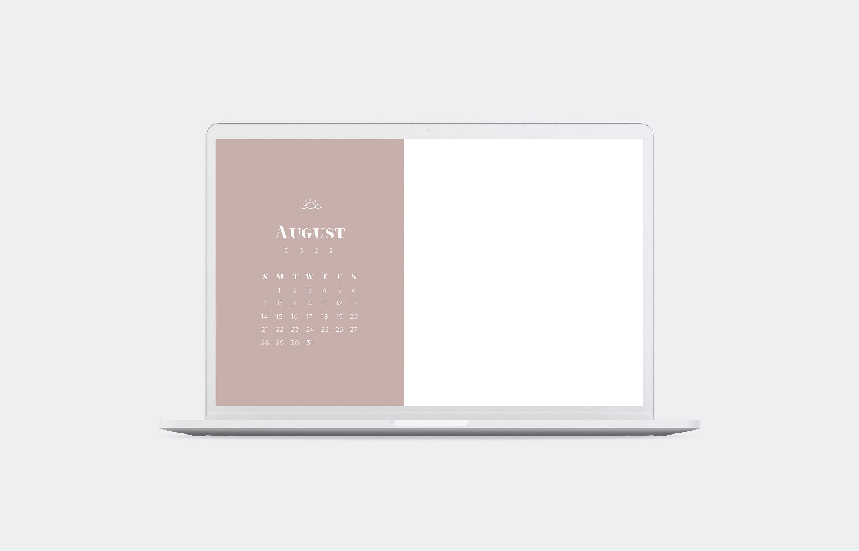 3000x1927 August 2022 Desktop Calendar Wallpaper Minimal Aesthetic