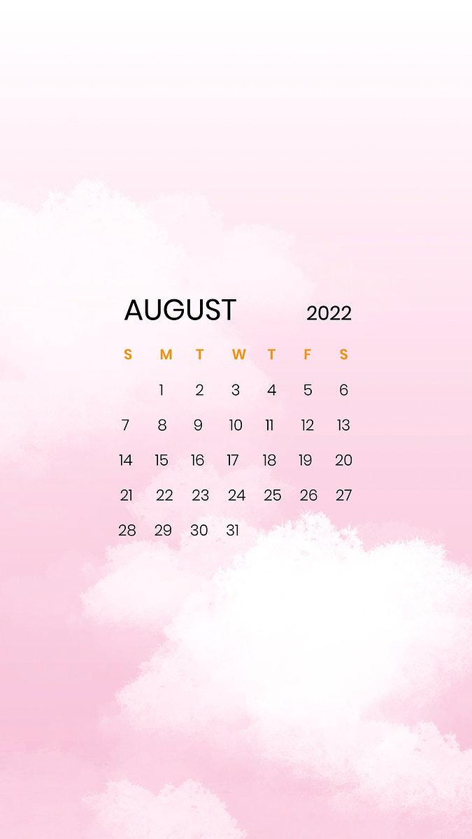 675x1200 Cloud abstract August monthly calendar