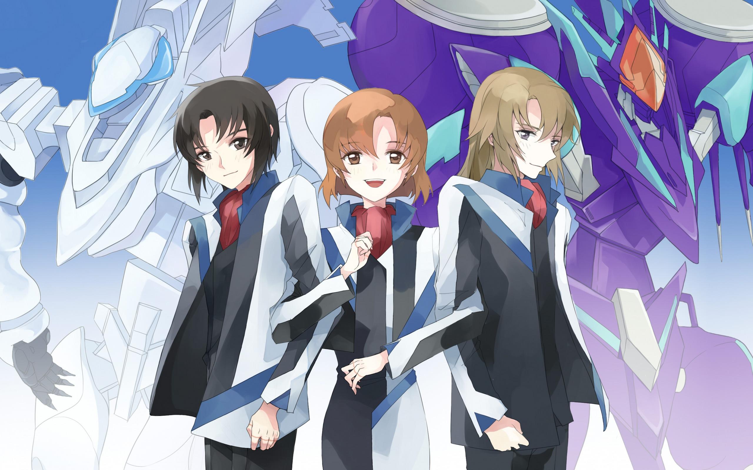 2560x1600 Download wallpaper Mobile Suit Gundam, SEED Destiny, Athrun Zala, Lacus Clyne, Rey Za Burrel, characters, japanese manga for desktop with resolution 2560x1600. High Quality HD picture wallpaper