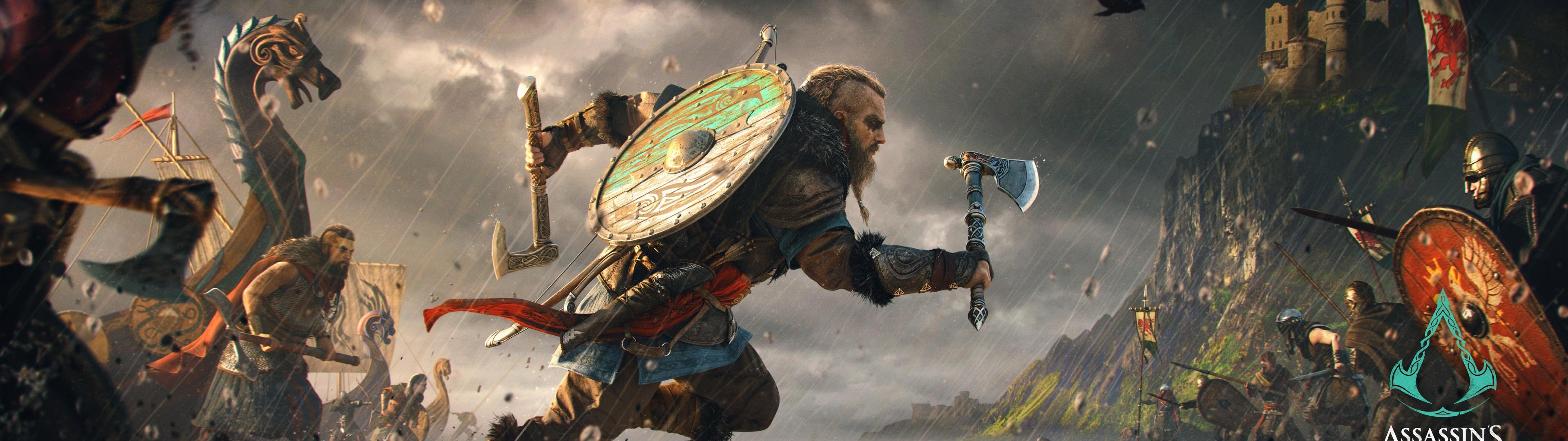 3840x1080 Assassin's Creed Valhalla Wallpaper 4K, Eivor, Viking raider