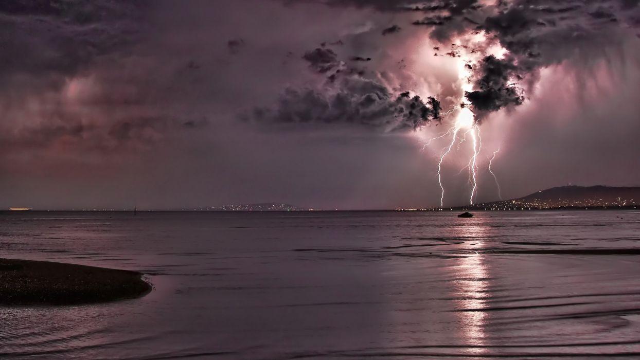 1244x700 Lightning storm rain clouds electric water reflection wallpaperx1080