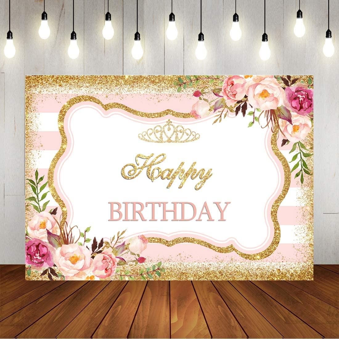 1100x1100 Buy Pink Floral Happy Birthday Backdrop for Women Sweet Rose Glitter Gold Dots Background Sweet 16th 30th 40th 50th Birthday Party Decorations for Any Age GILR 7x5ft Online in Indonesia. B08CMHGMH5