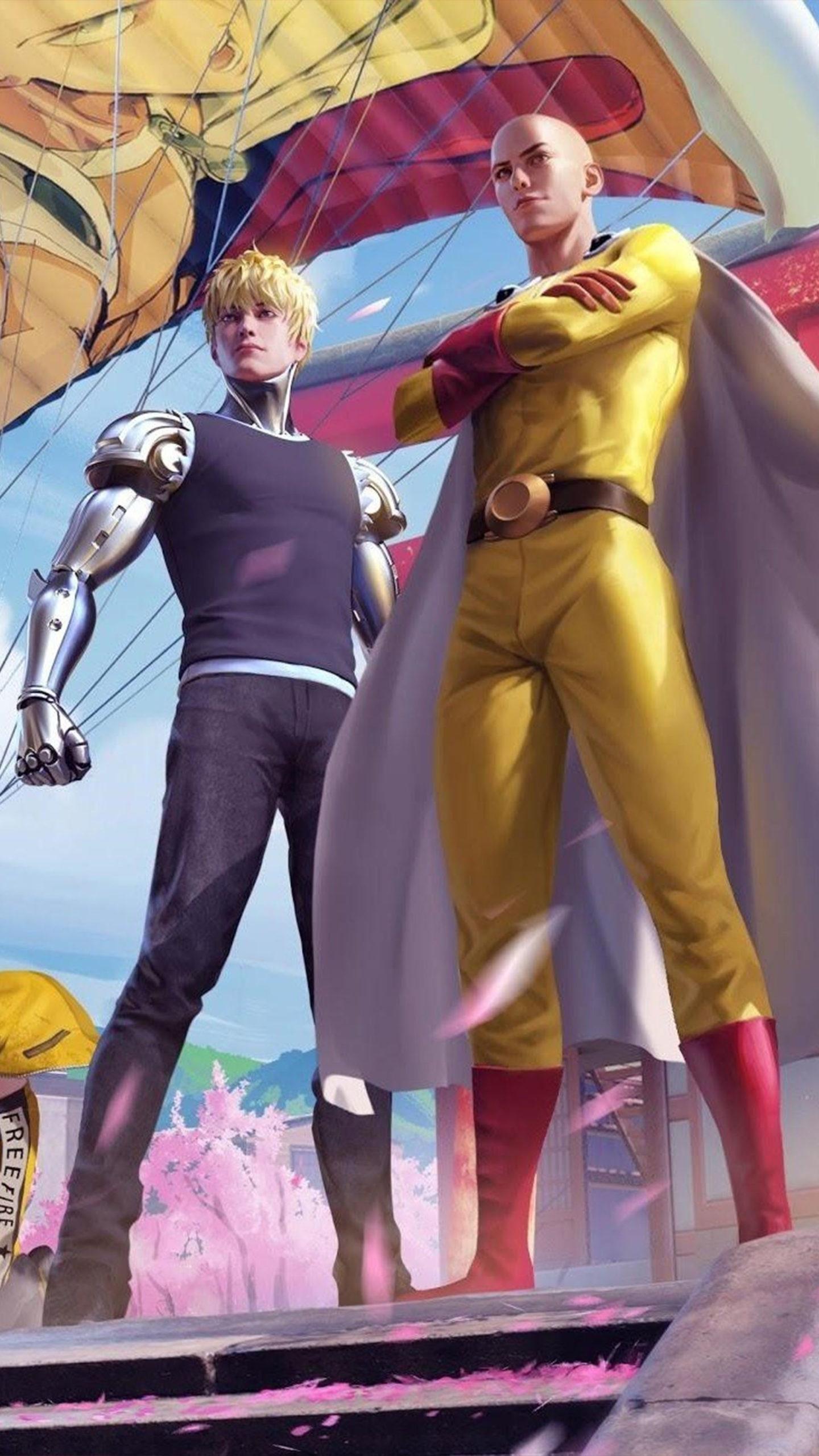 1440x2560 One Punch Man Garena Free Fire 4K Ultra HD Mobile Wallpaper