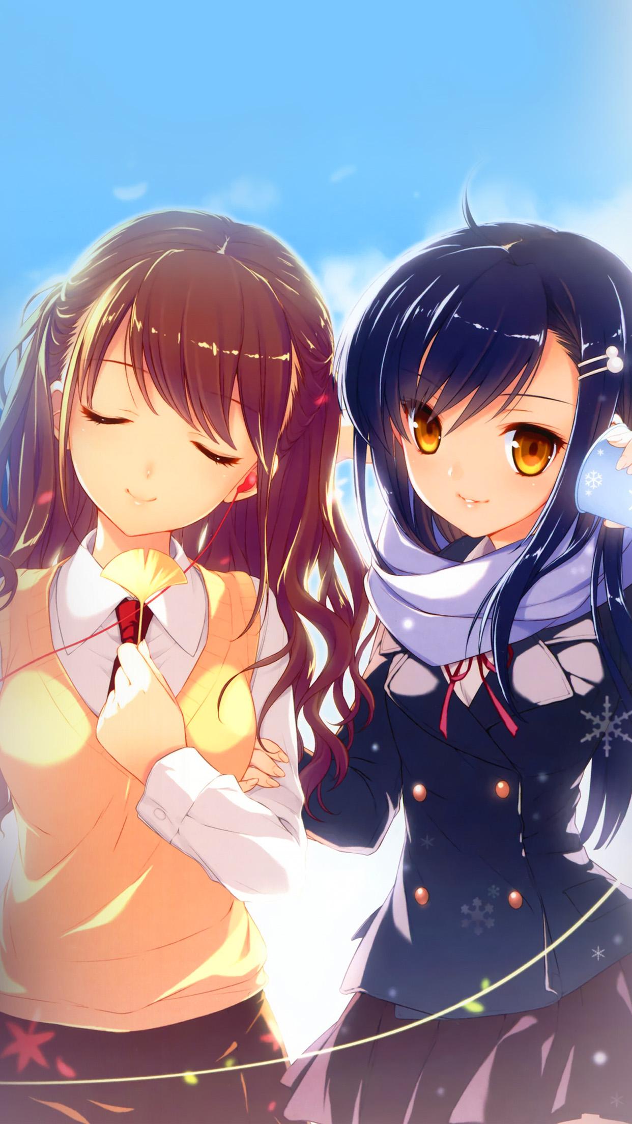 1242x2208 iPhone X wallpaper. high school girl cute illustration art