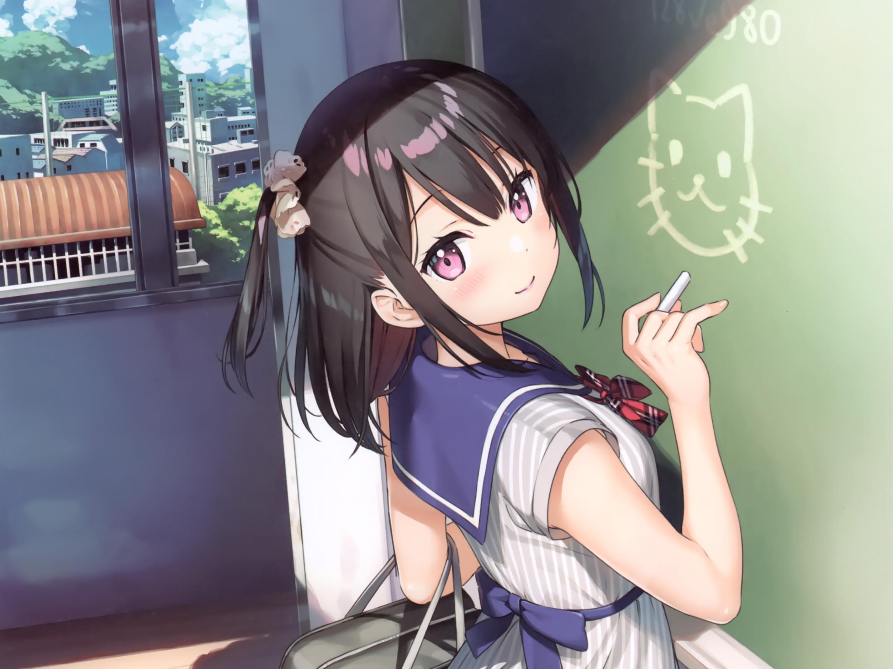 2848x2136 Photo wallpaper anime school girl cute school uniform picture on Fonwall