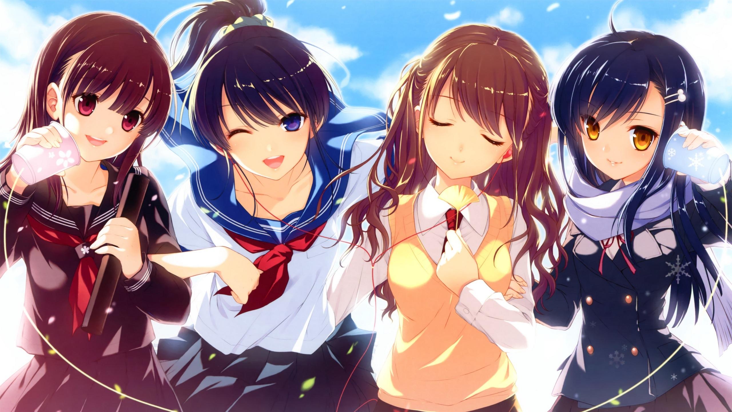 2560x1440 Wallpaper 4k high school girls, girls, anime, schoolgirl 4k Wallpaper
