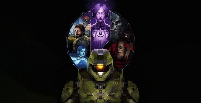 670x344 Halo 20th anniversary, dark, 2022 wallpaper, HD image, picture, background, 89d8ea