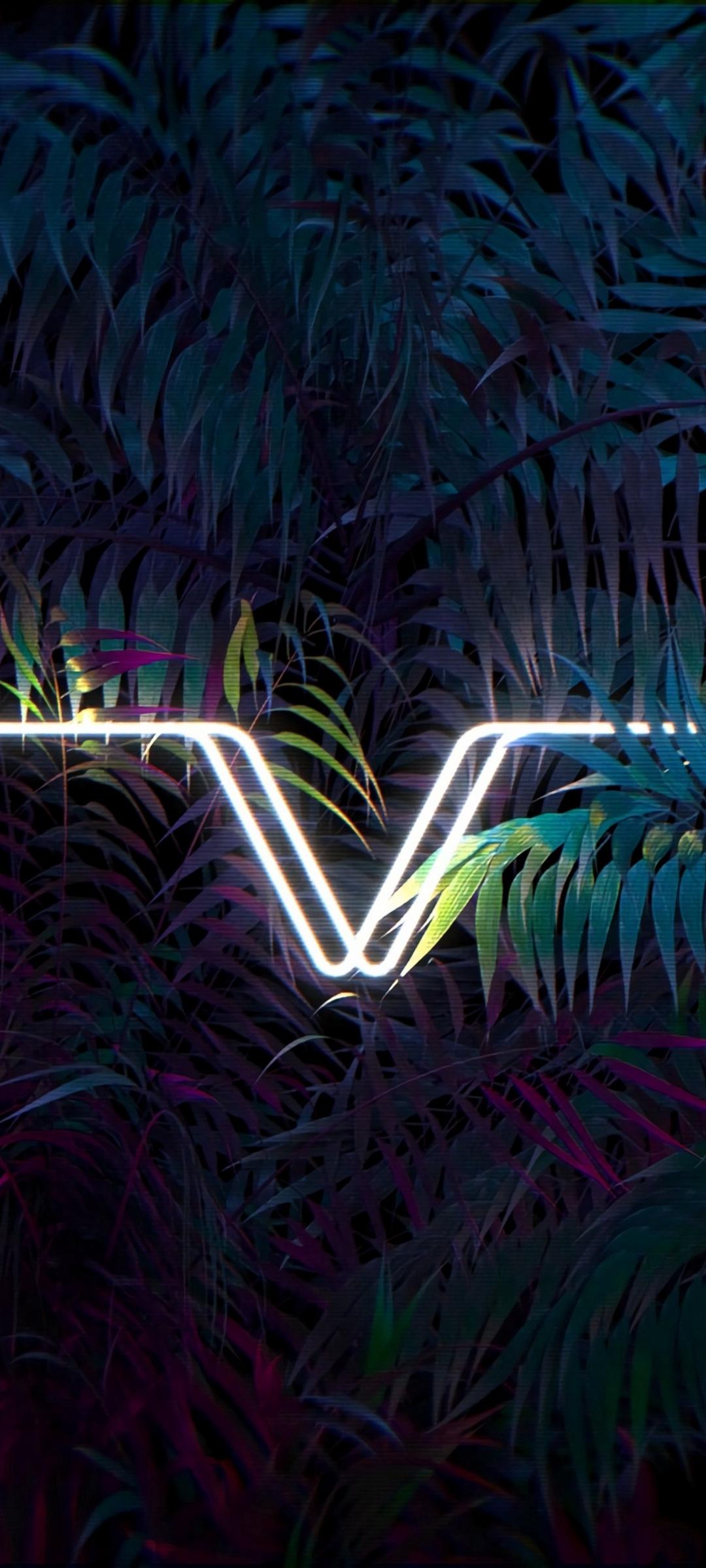 1080x2400 Download Neon Leaves, Neon, Leaves Wallpaper in 1080x2400 Resolution