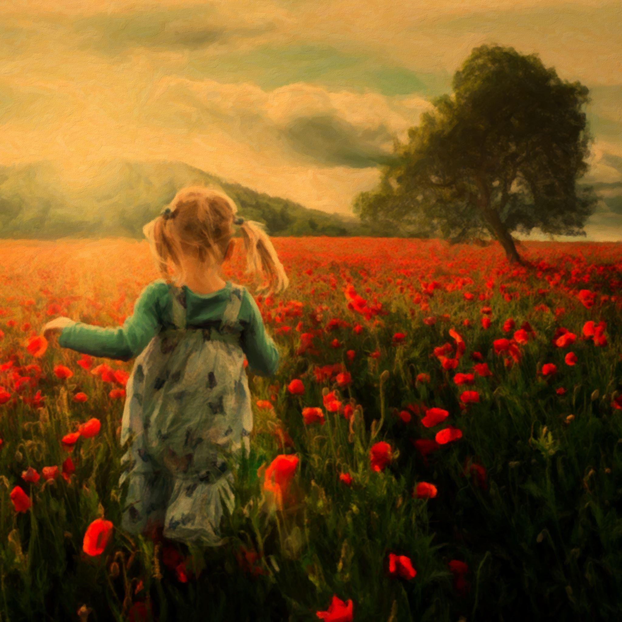 2048x2048 Flower Garden Painting Art Drawn iPad Air Wallpaper Free Download