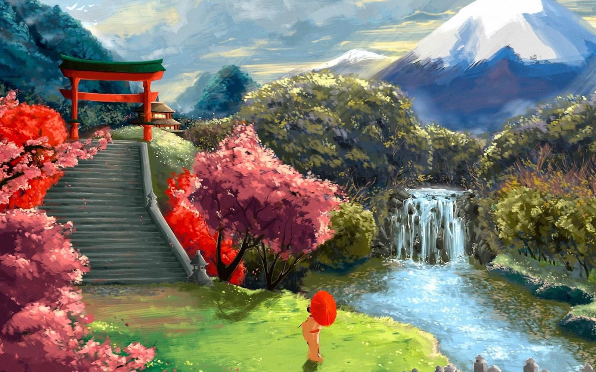 1920x1200 Wallpaper Japanese, Garden, Japanese Garden, Blossom, Sky • Wallpaper For You