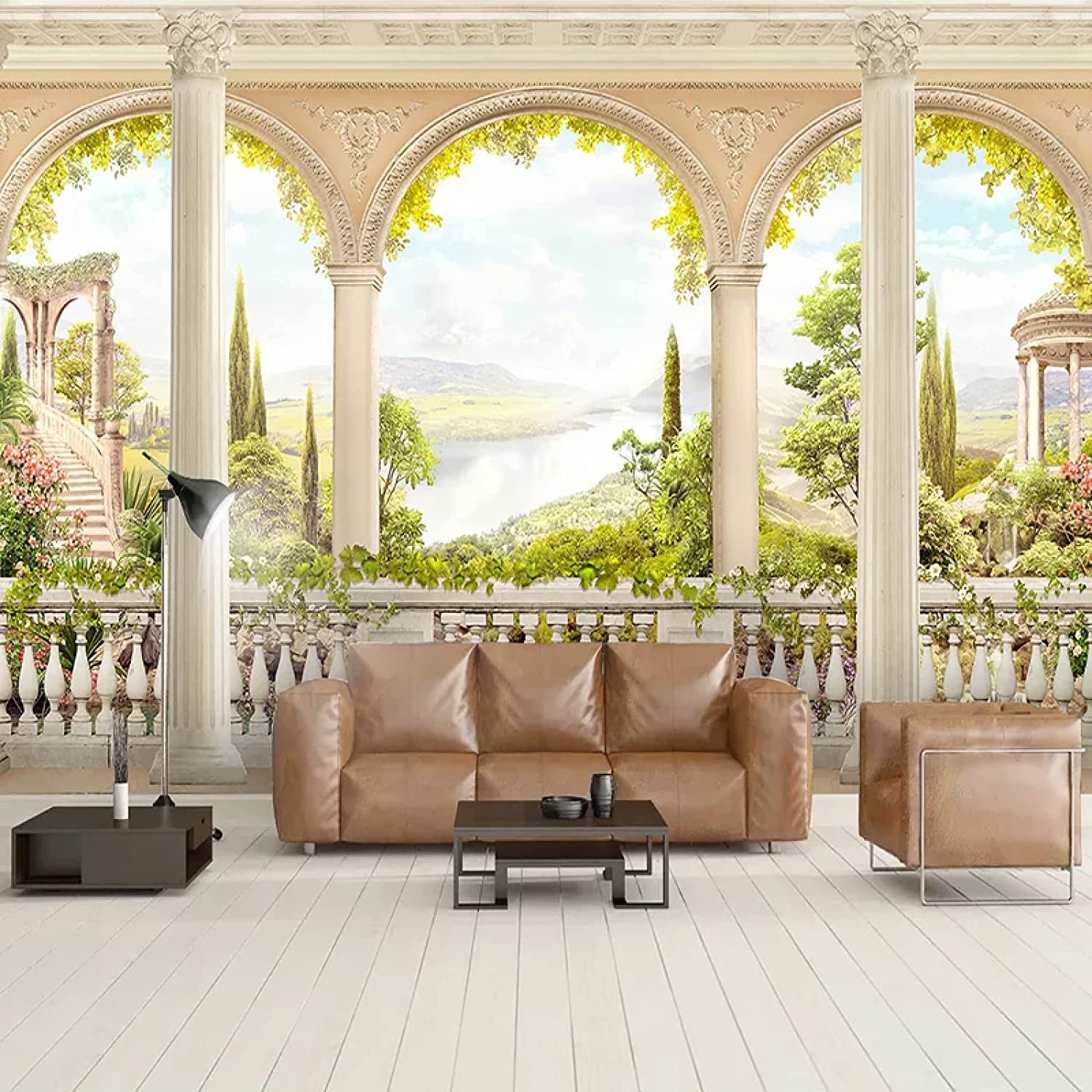 1500x1500 European Roman Column Garden Scenery Wallpaper 3D Wall Murals, Landscape Photo Mural Wallpaper Decor Paintings, Suitable for Living Room and Bedroom TV Background Wall, 59W x39.4 H : Tools & Home Improvement