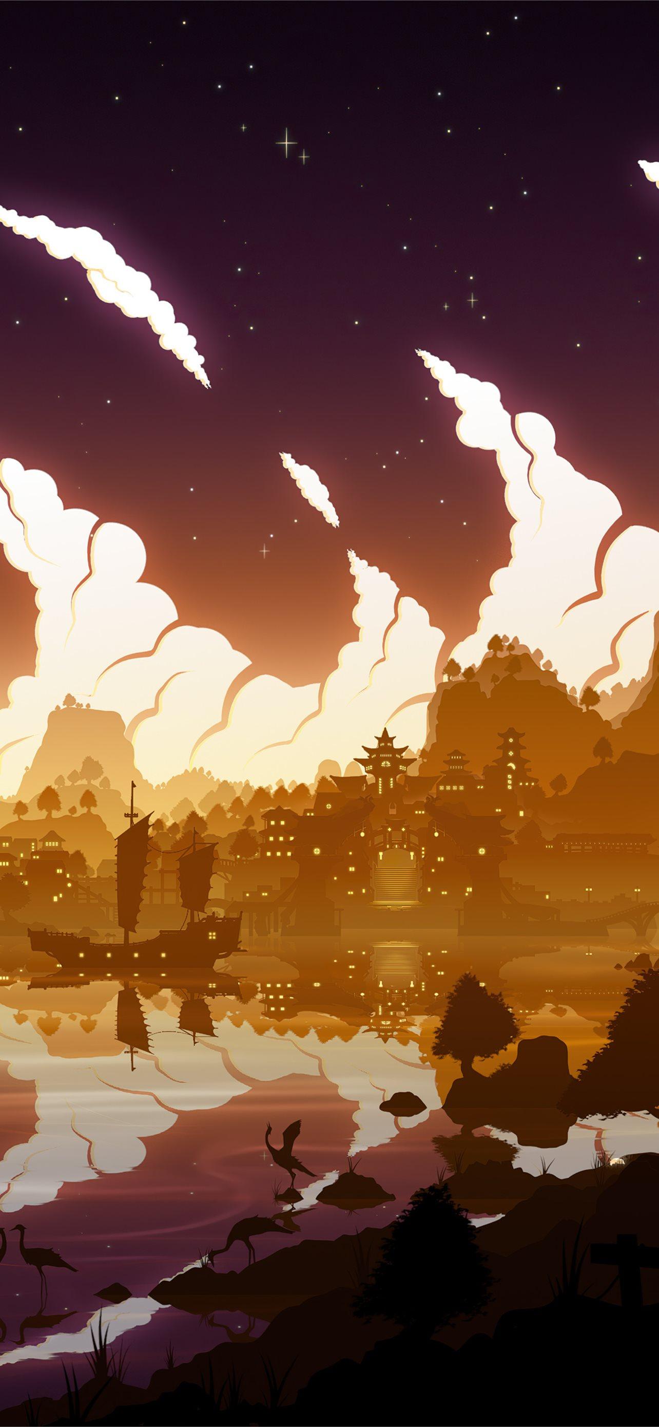 1284x2778 sunset beyond liyue genshin impact 5k iPhone 12 Wallpaper Free Download
