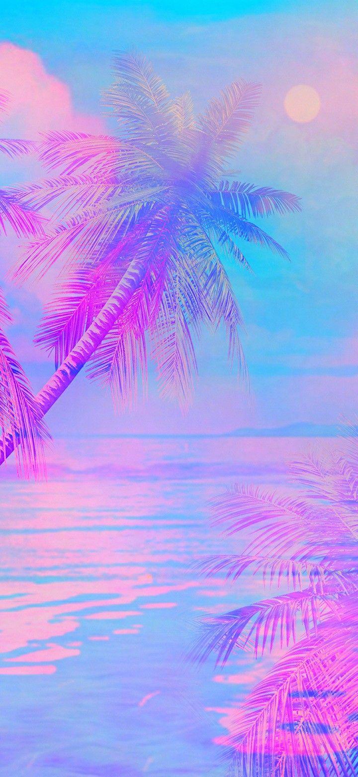 720x1560 Pastel beach wallpaper