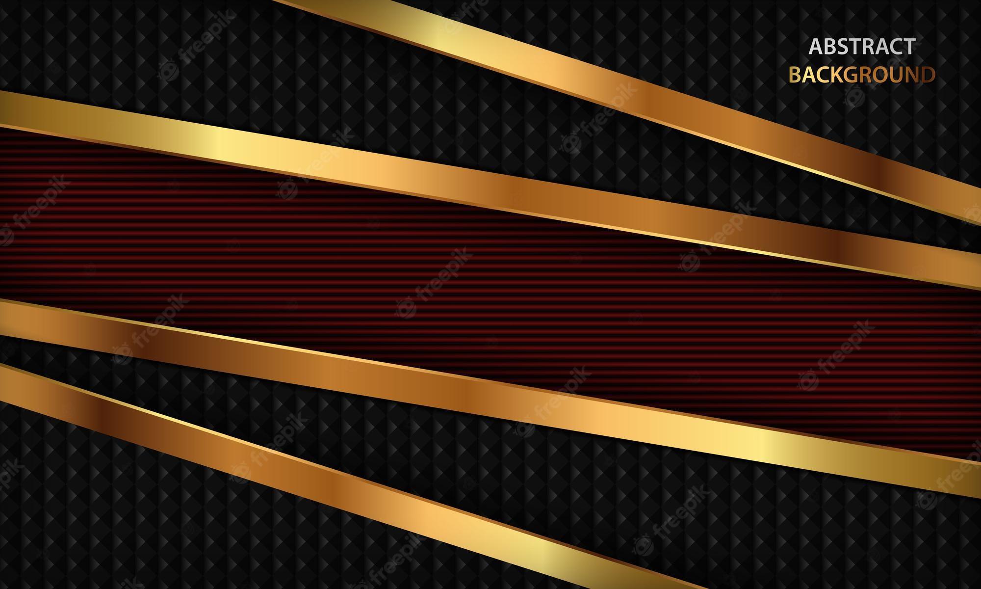 2000x1200 Premium Vector. Black and red luxury paper style background with gold lines elegant concept