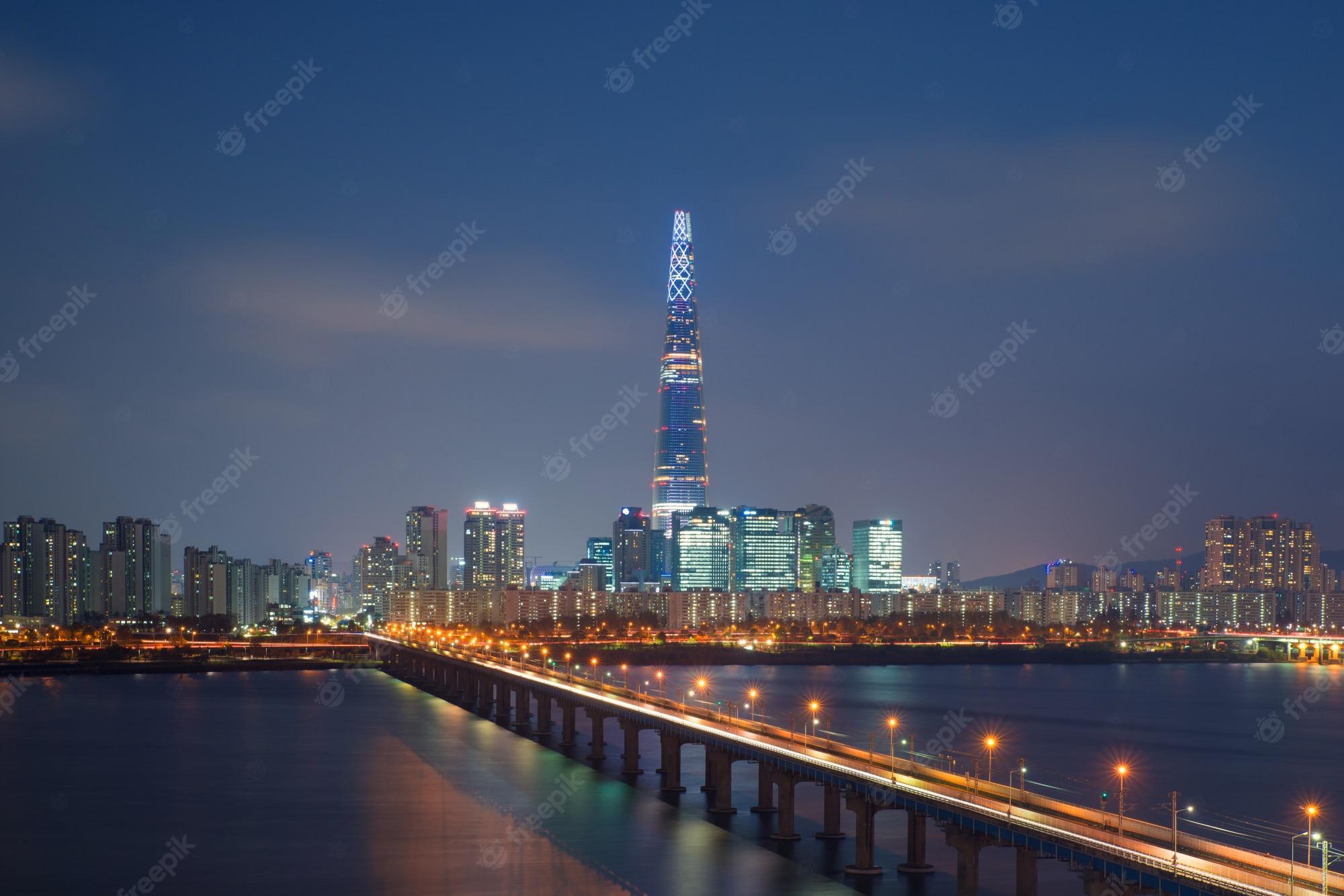 2000x1334 Premium Photo. South korea skyline of seoul, the best view of south korea with lotte world mall at jamsil