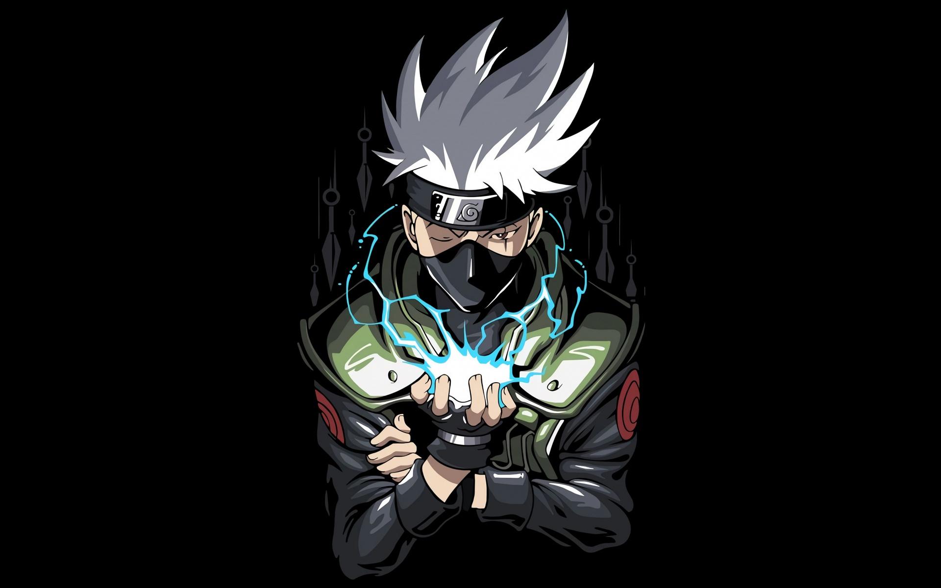 1920x1200 Kakashi Hatake Wallpaper 4K, Naruto, AMOLED, Black Background, Artwork, 5K, Black Dark