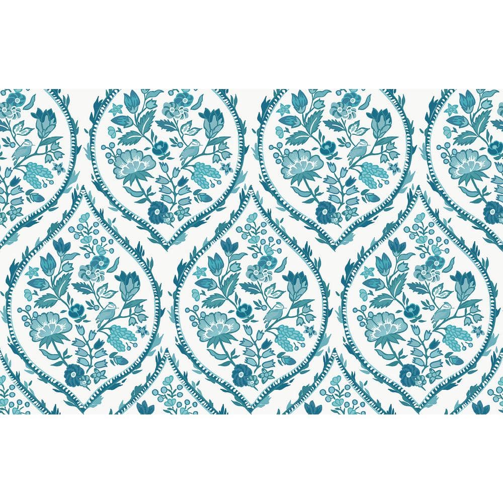1000x1000 Vera Bradley Aqua Foxwood Meadow Peel and Stick Wallpaper VBS4029