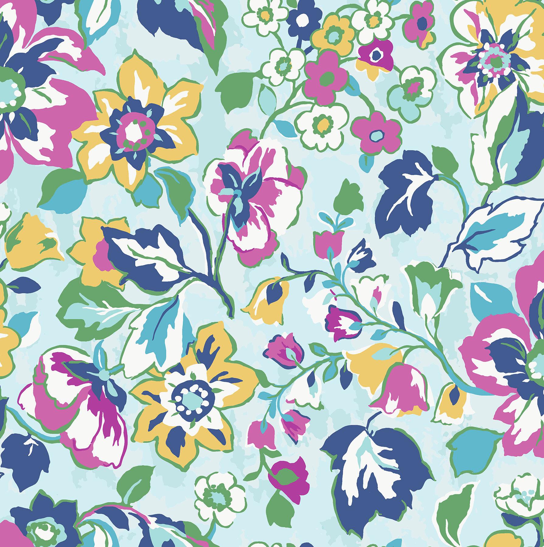 1789x1800 Vera Bradley Sunny Garden 18' L x 20.87 W Peel and Stick Wallpaper Roll