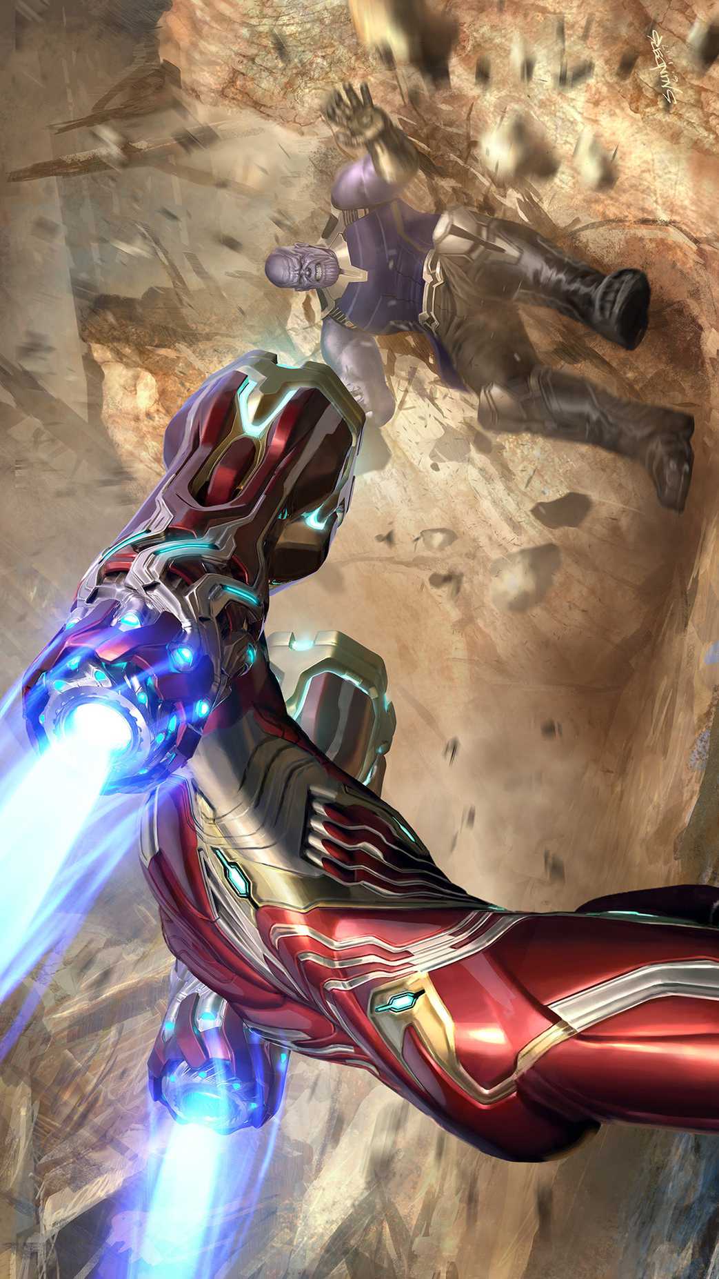 1043x1854 Avengers Endgame Iron Man vs Thanos Fight iPhone Wallpaper