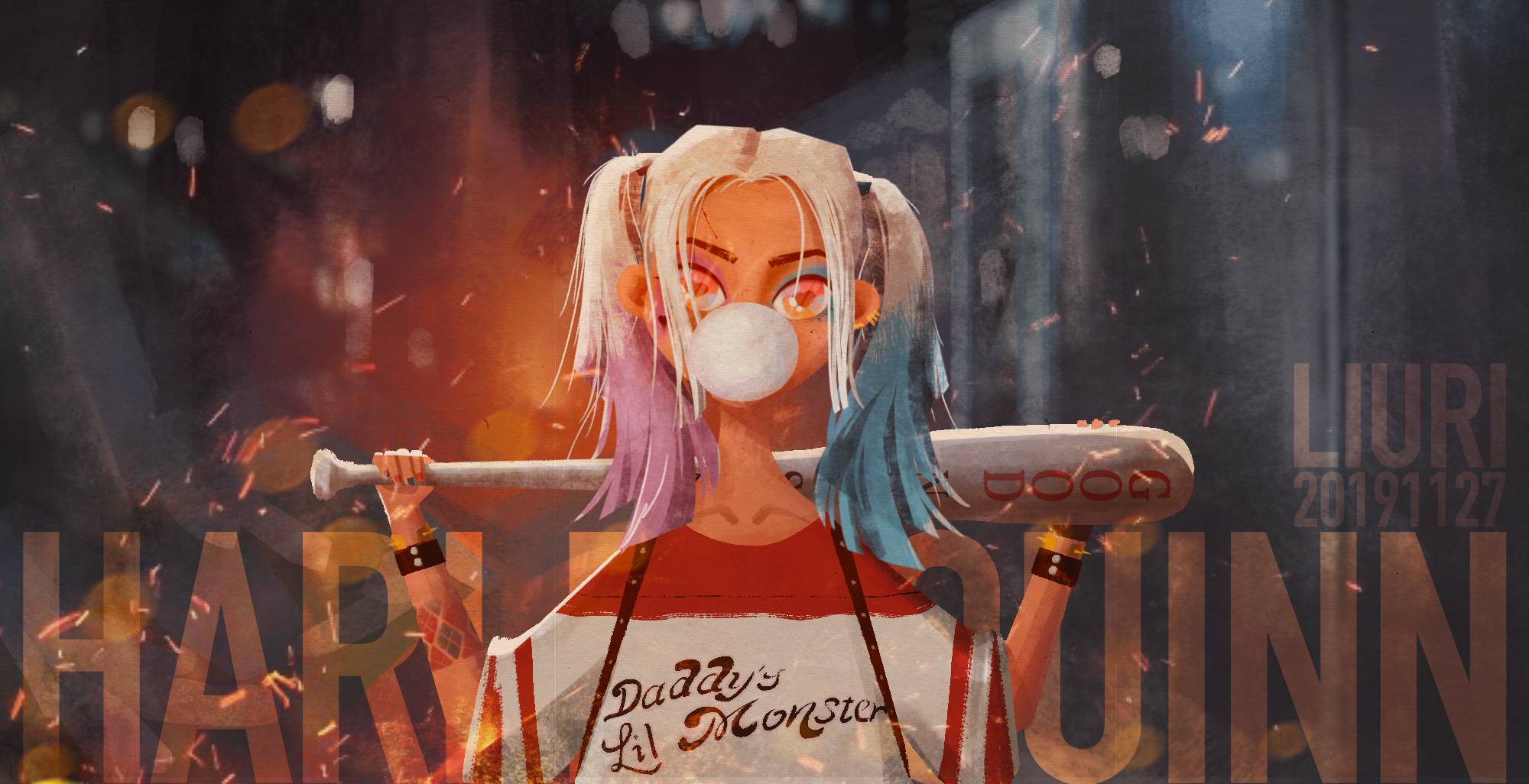 2000x1026 Harley Quinn with Baseball Bat Wallpaper, HD Superheroes 4K Wallpaper, Image, Photo and Background