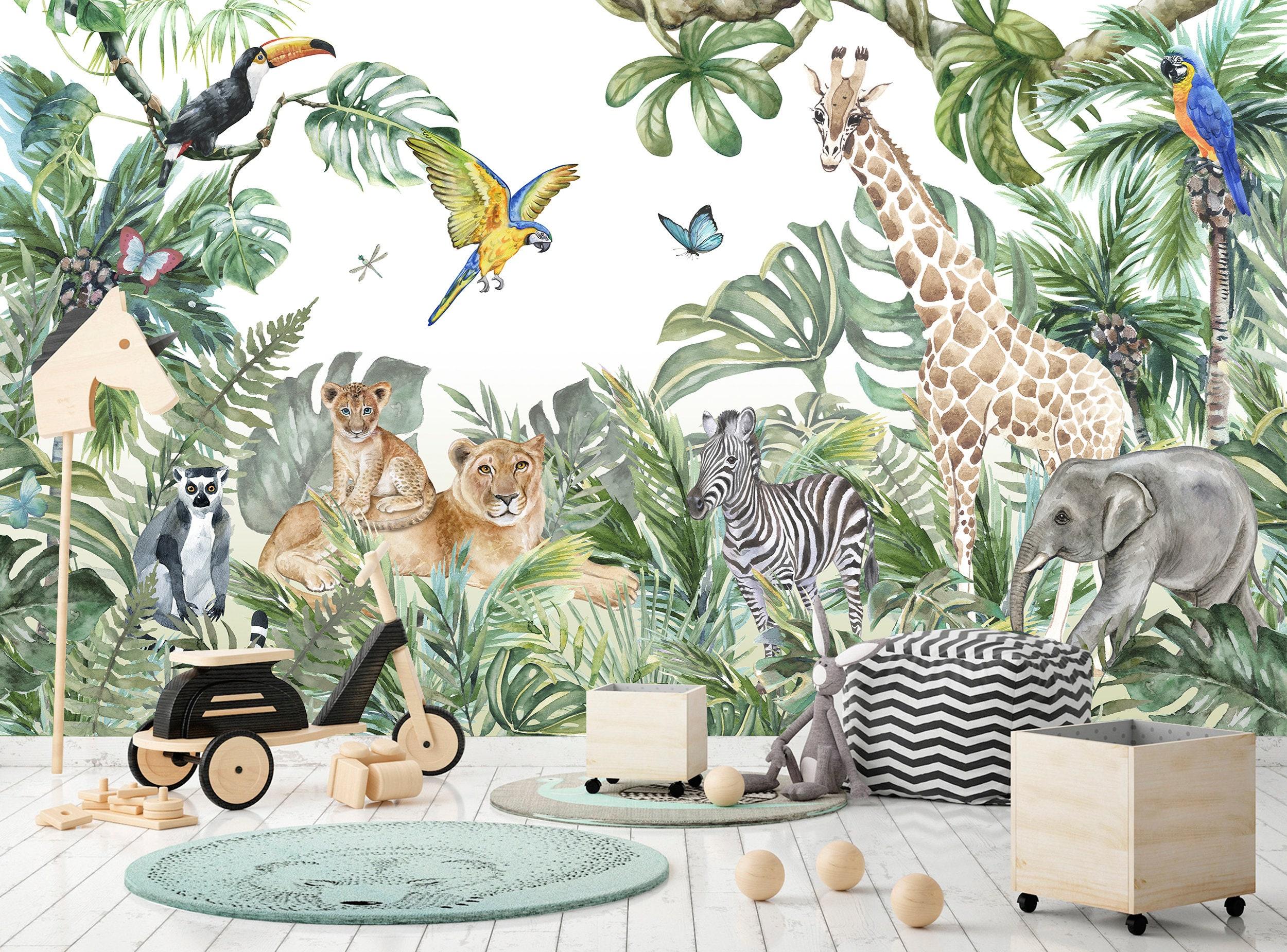 2500x1850 Jungle Theme Wallpaper Animals Peel and Stick Wallpaper