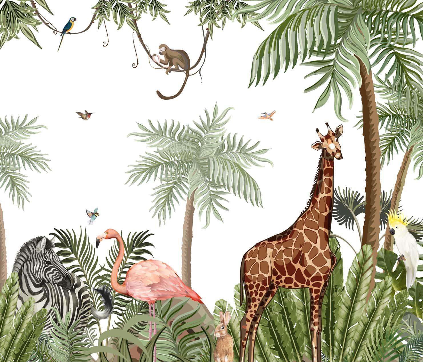 1481x1267 Jungle Theme Kids Room Wallpaper