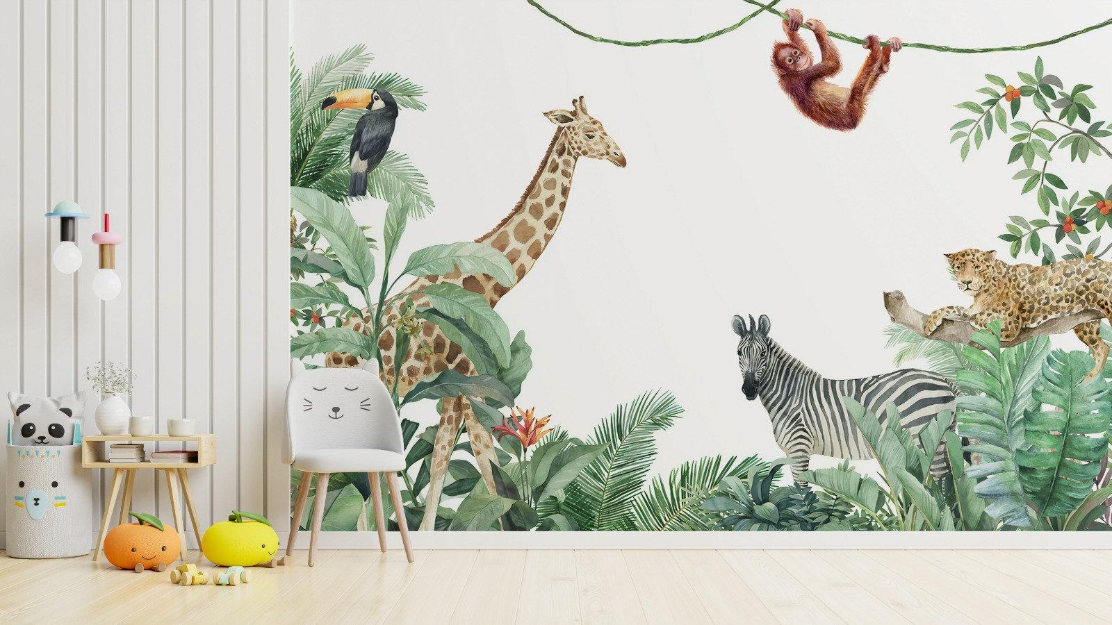 1600x900 Jungle Safari Animals Wallpaper Children Room Wall Mural Peel