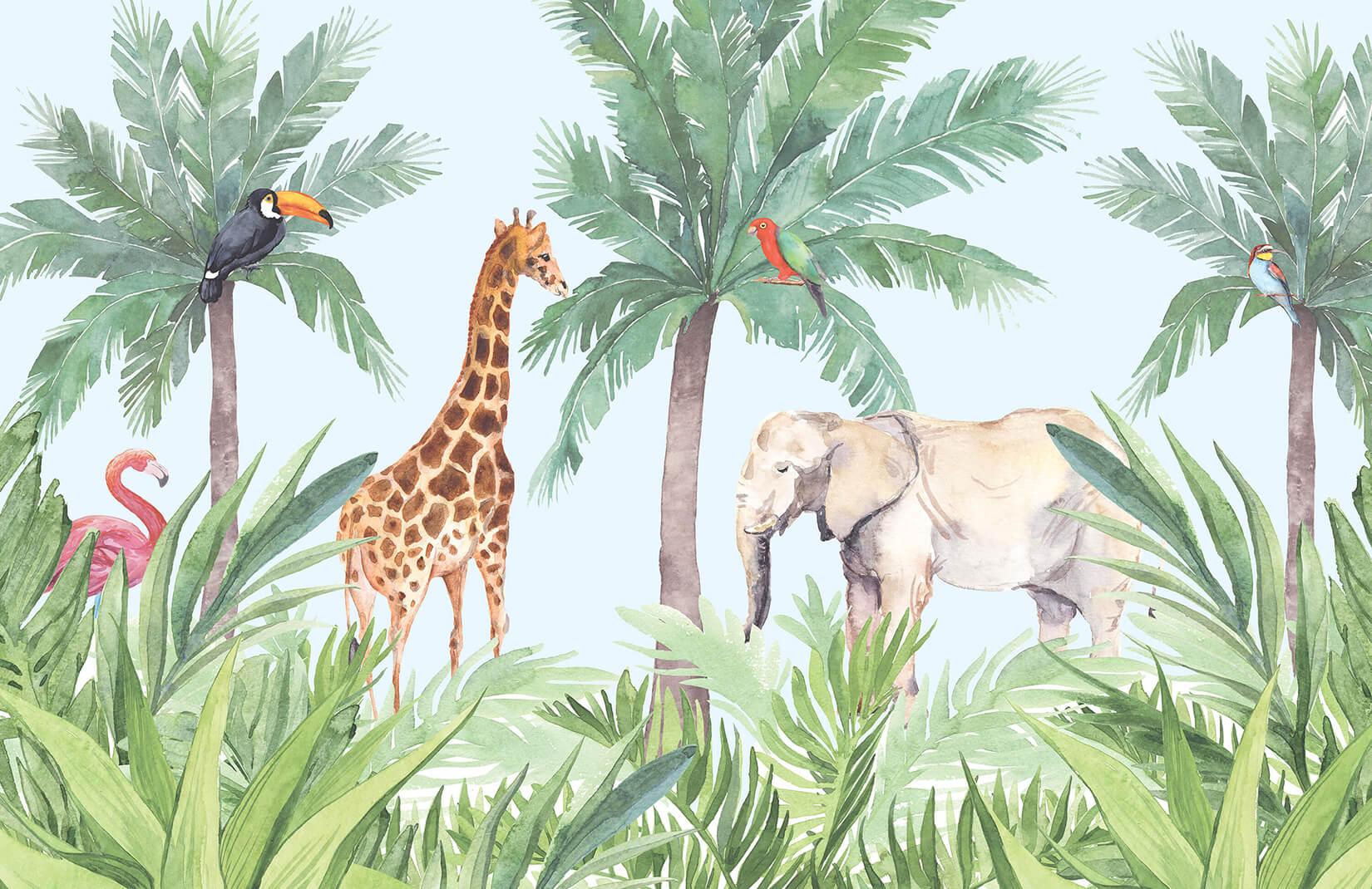 1650x1070 Watercolor Jungle Nursery Wallpaper Mural