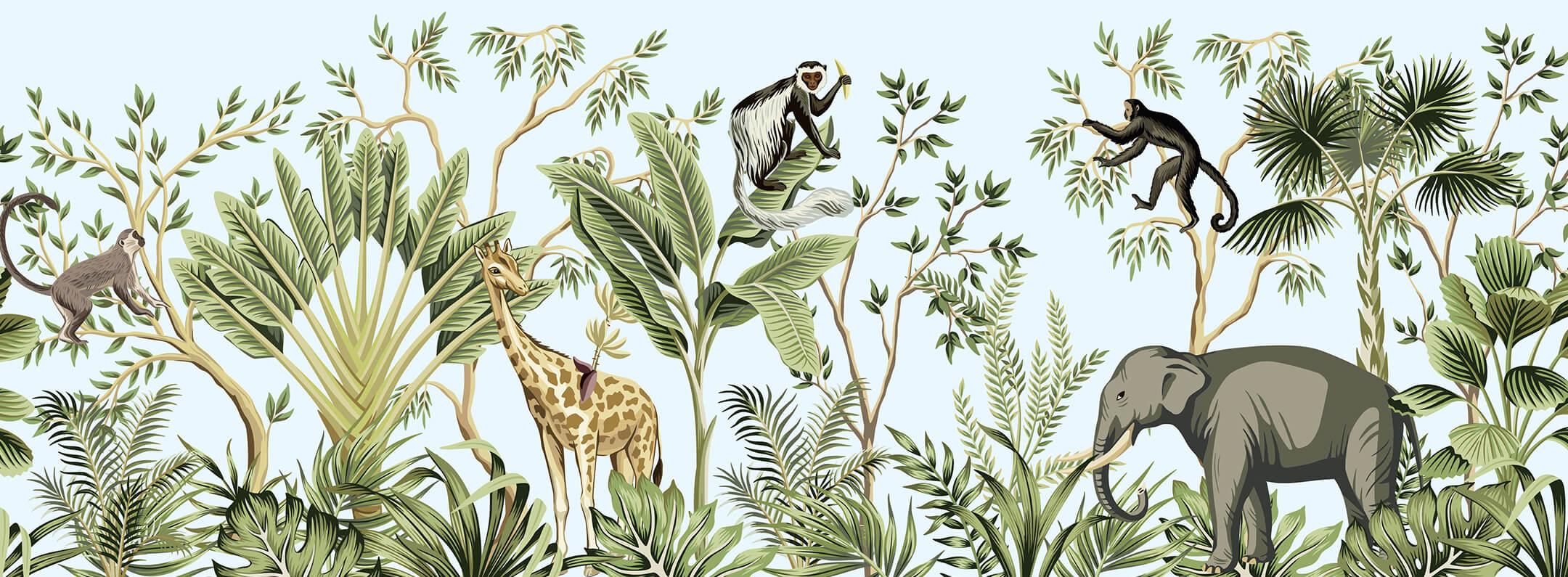 2160x795 Animals In Jungle Mural Wallpaper. Ever Wallpaper UK
