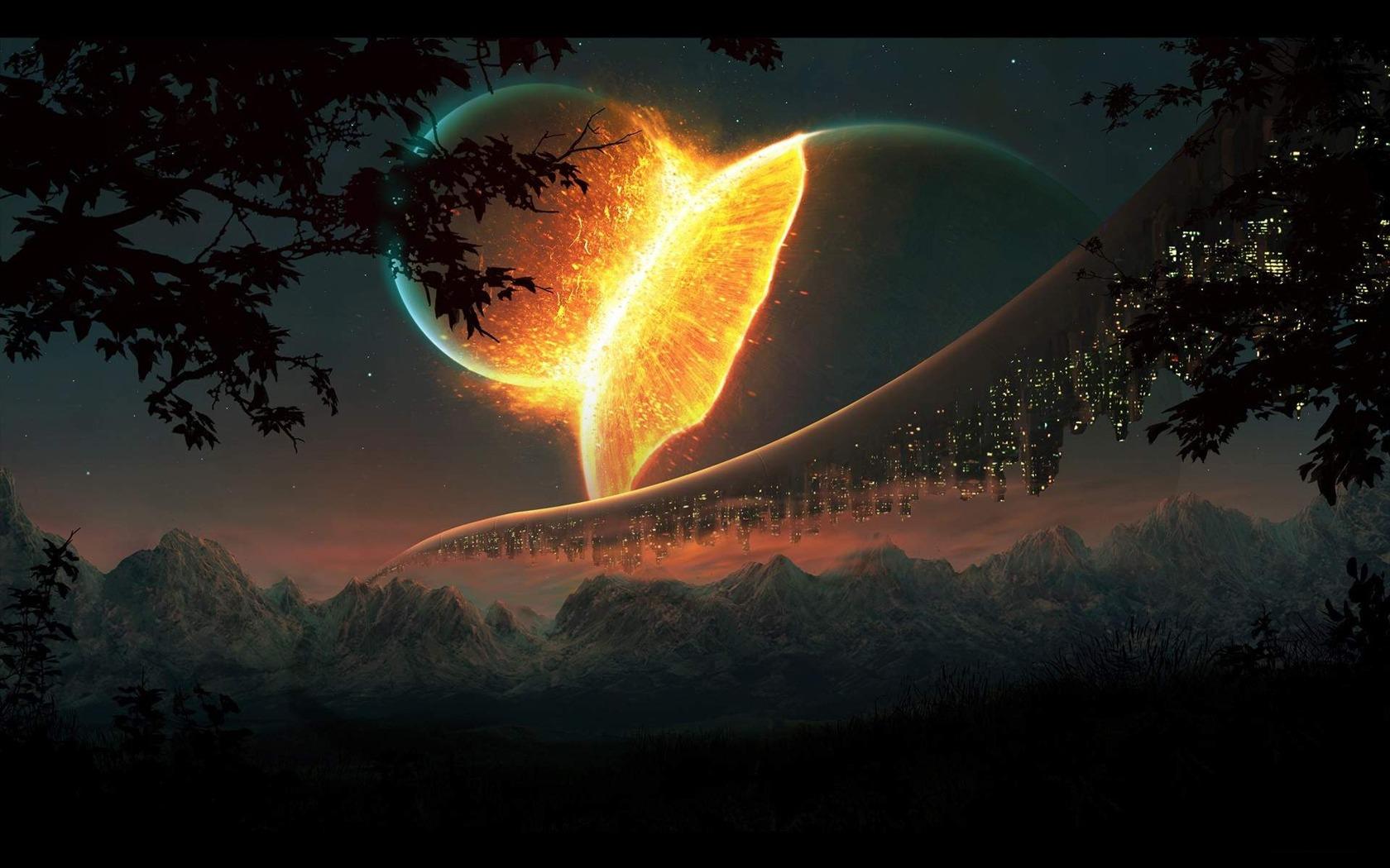 1680x1050 Collision Art Universe Space HD Desktop Wallpaper