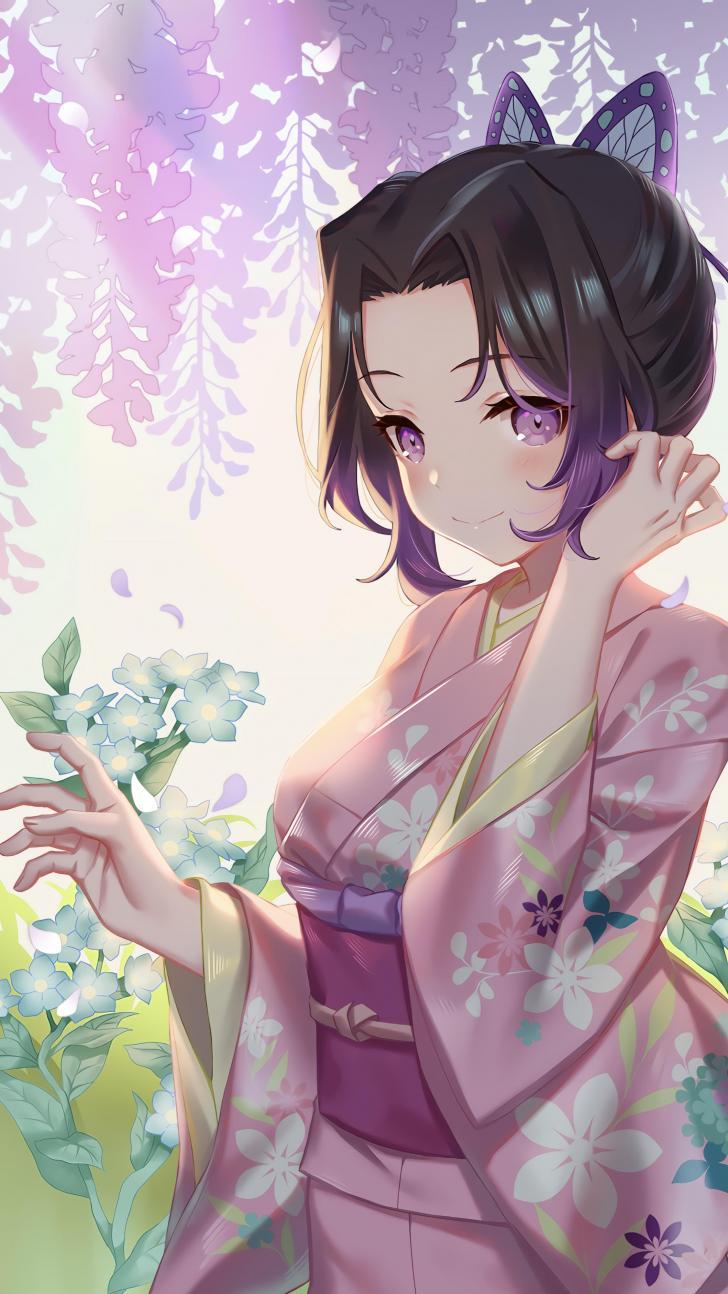 728x1294 Wallpaper HD: Lady, Butterfly, Shinobu, Kochou, Demon, Slayer, Kimetsu, No, butterfly, Demon, Slayer