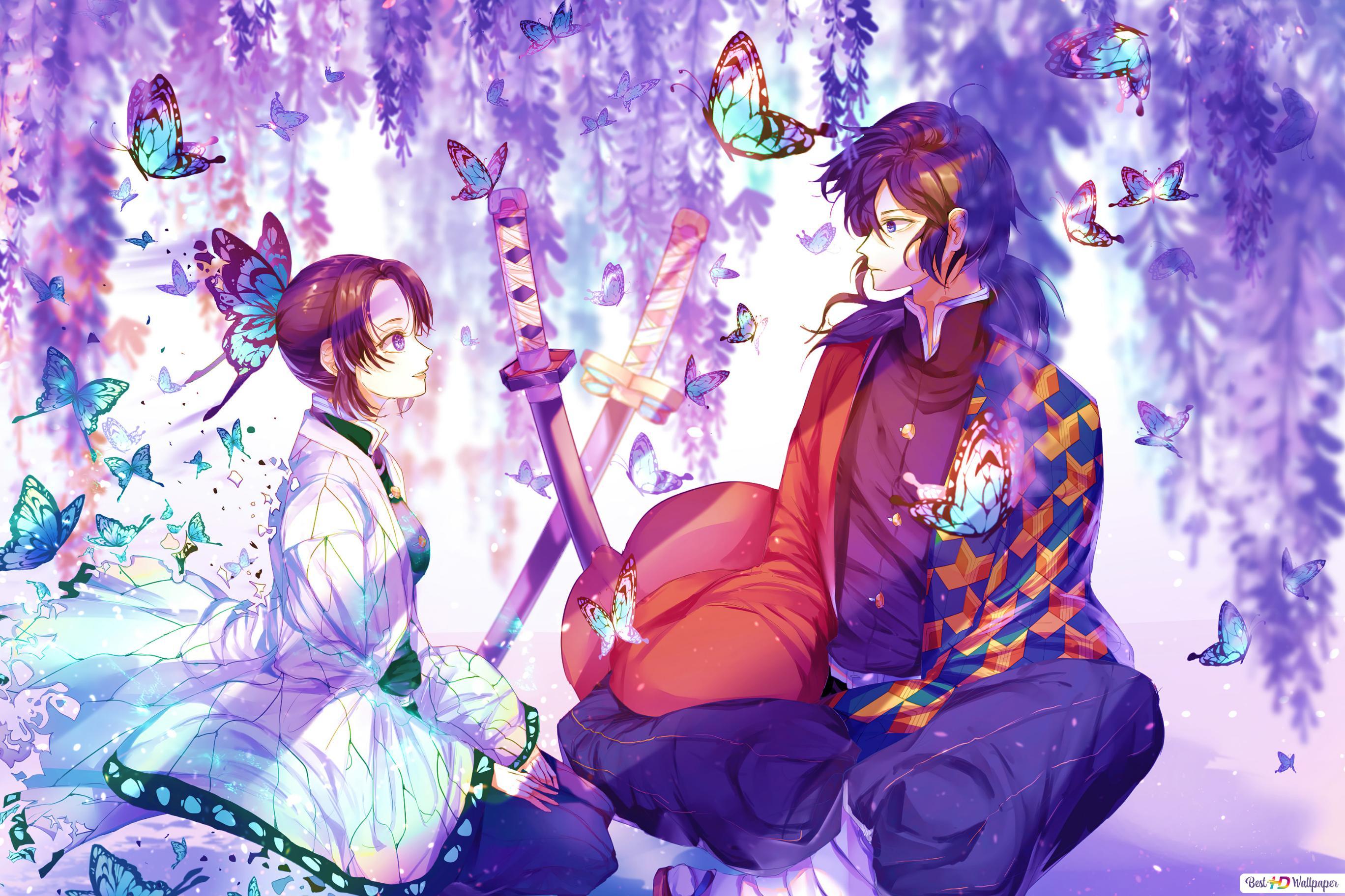 2736x1824 Demon Slayer Kochou & Giyu Tomioka HD wallpaper download