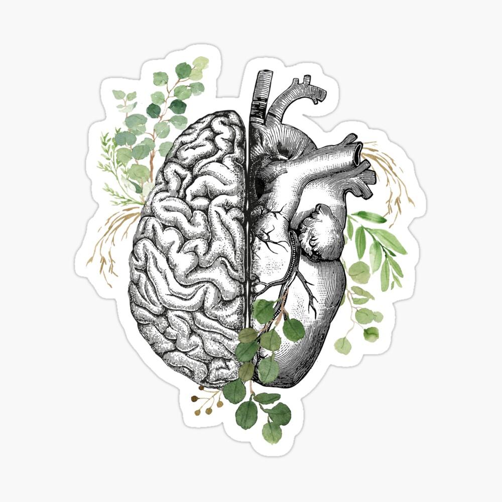 1000x1000 Right balance between brain and heart, leaves eucalyptus, mental health Poster