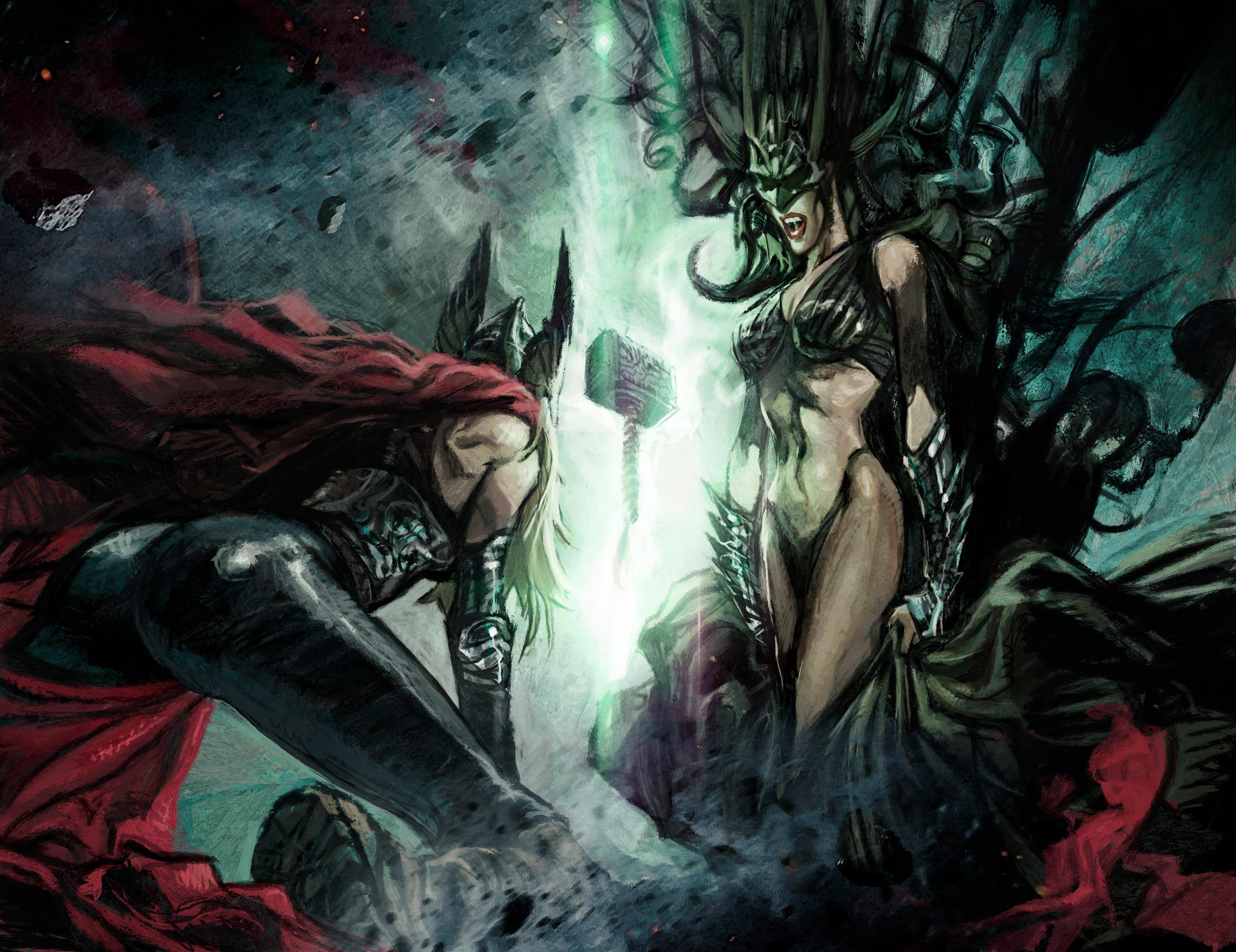 2596x2000 Waiting for Ragnarok- Hela and Lady Thor